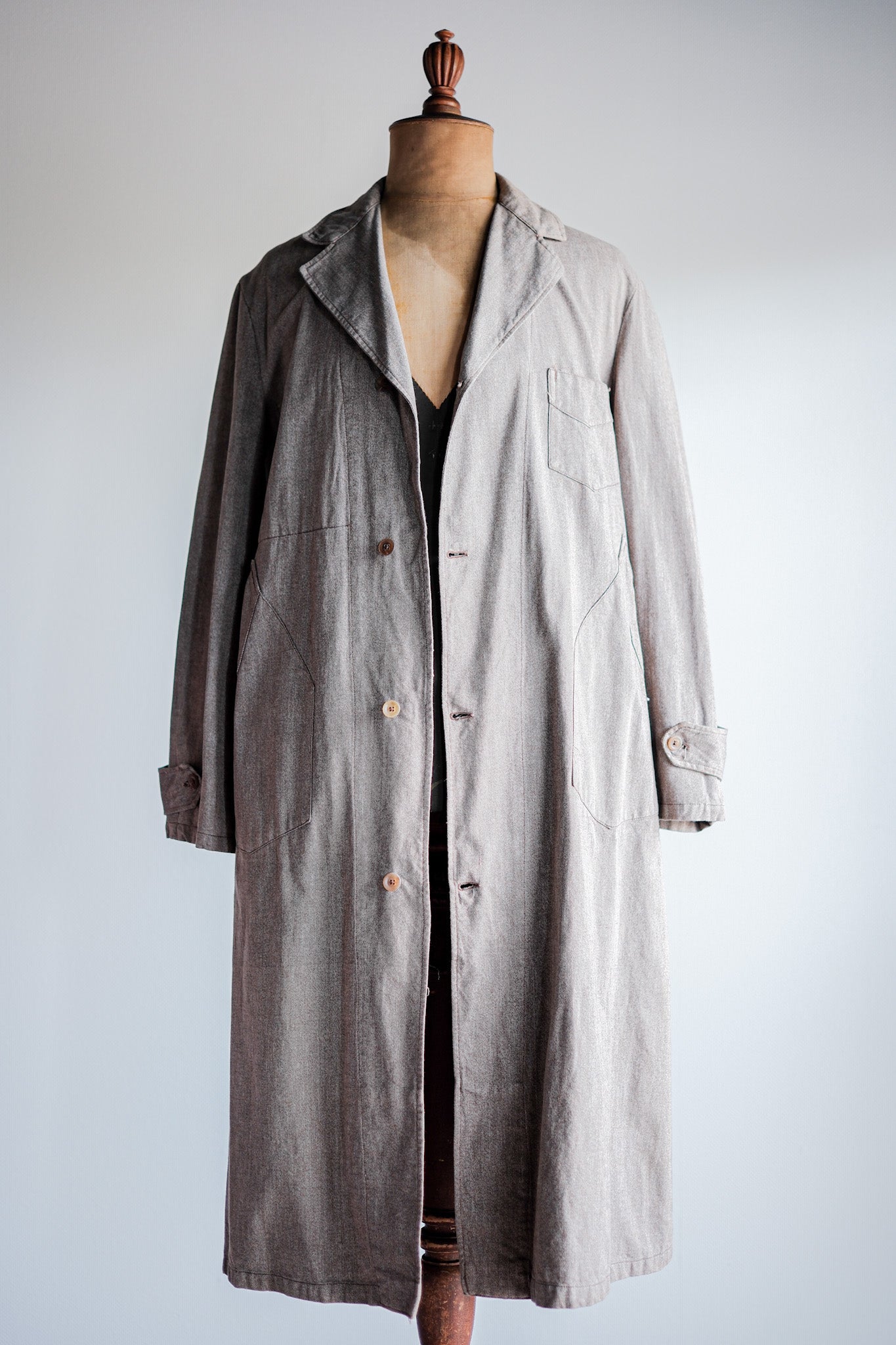 【~40's】French Vintage Brown Chambray Atelier Coat “Dead Stock”