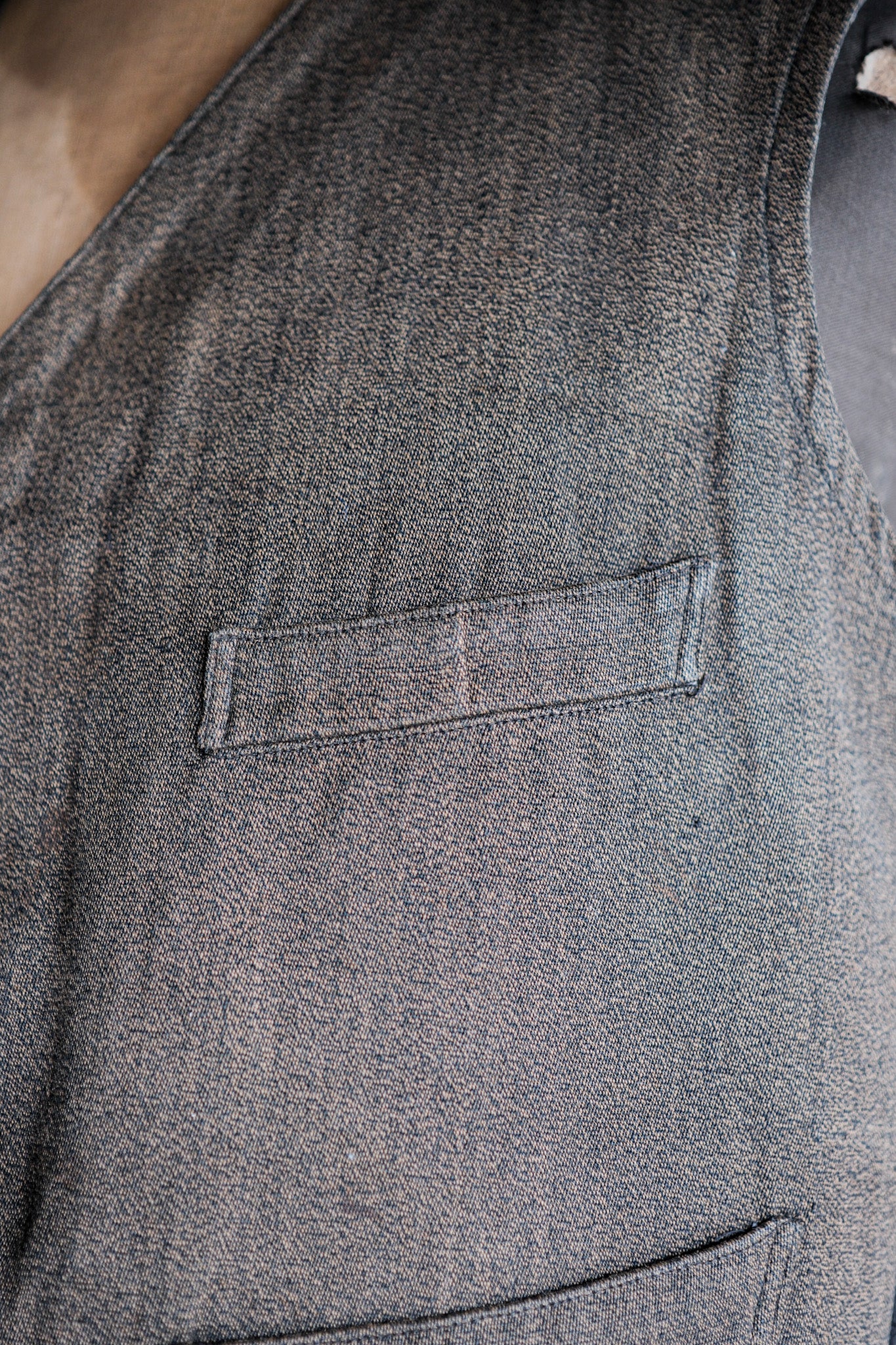 【~50's】French Vintage Brown Salt & Pepper Cotton Work Gilet