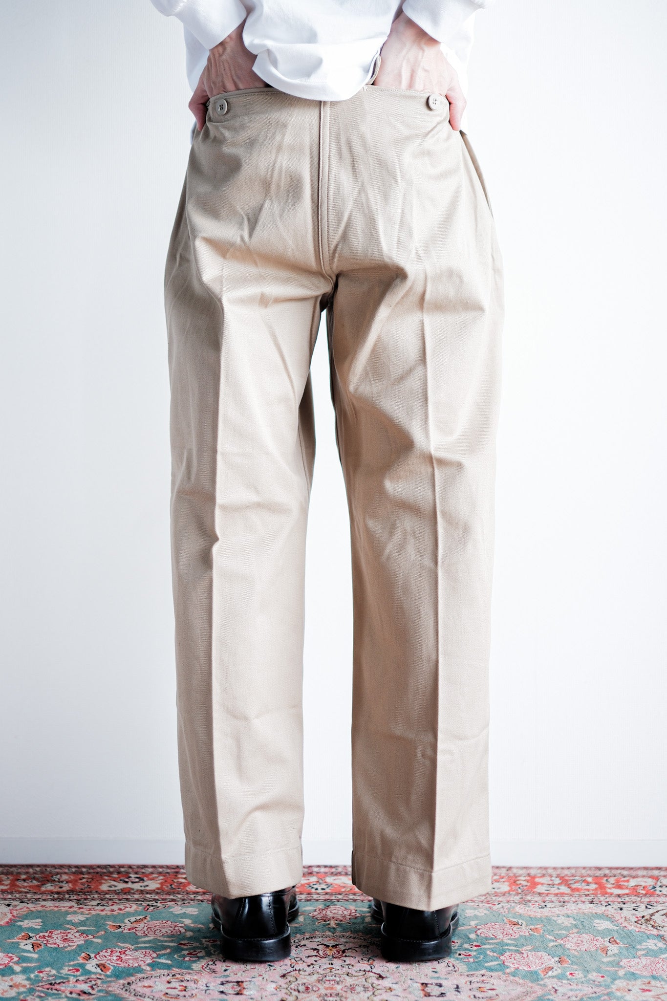 【~50's】French Army M52 Chino Trousers Size.12 "Dead Stock"