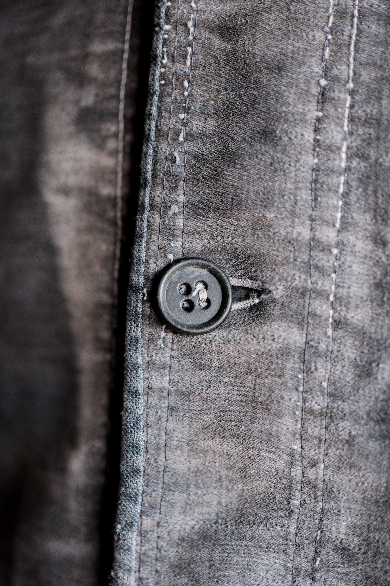 【~40's】French Vintage Black Moleskin Work Jacket "Boro" "Le Mont St. Michel"