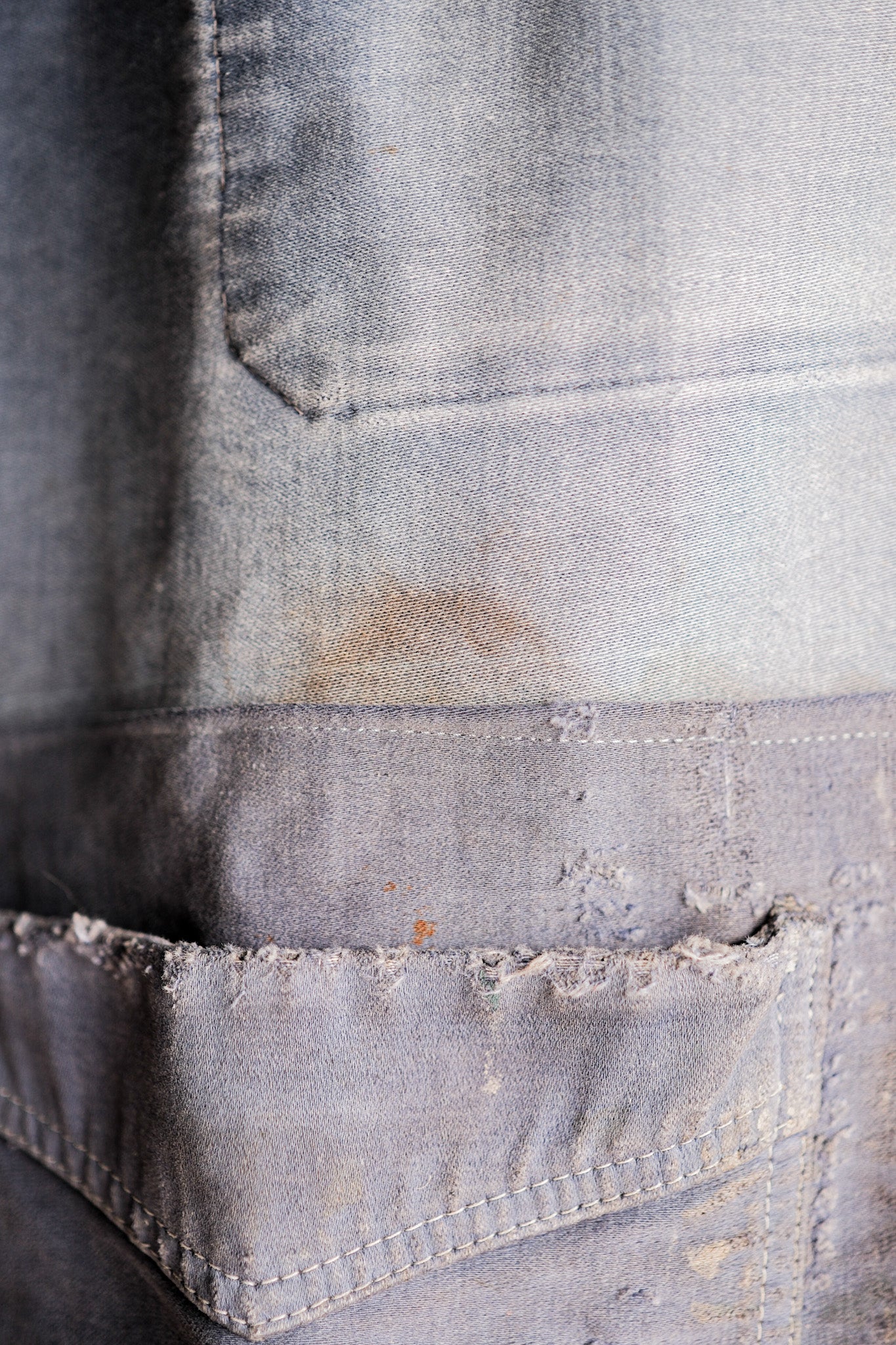 【~40's】French Vintage Blue Moleskin Work Jacket