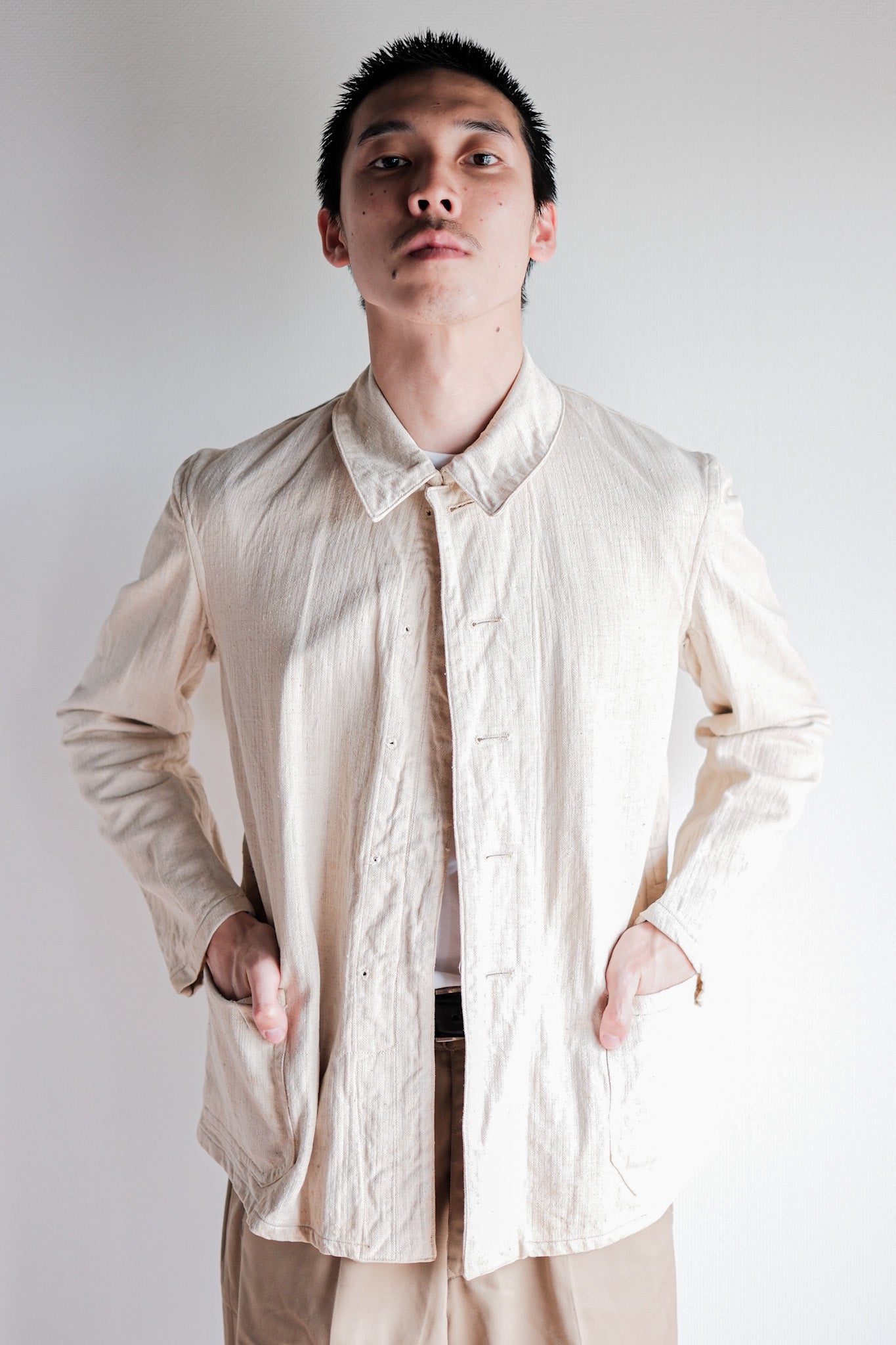 【~40's】German Air Force Drillich HBT Linen Jacket "Luftwaffe"