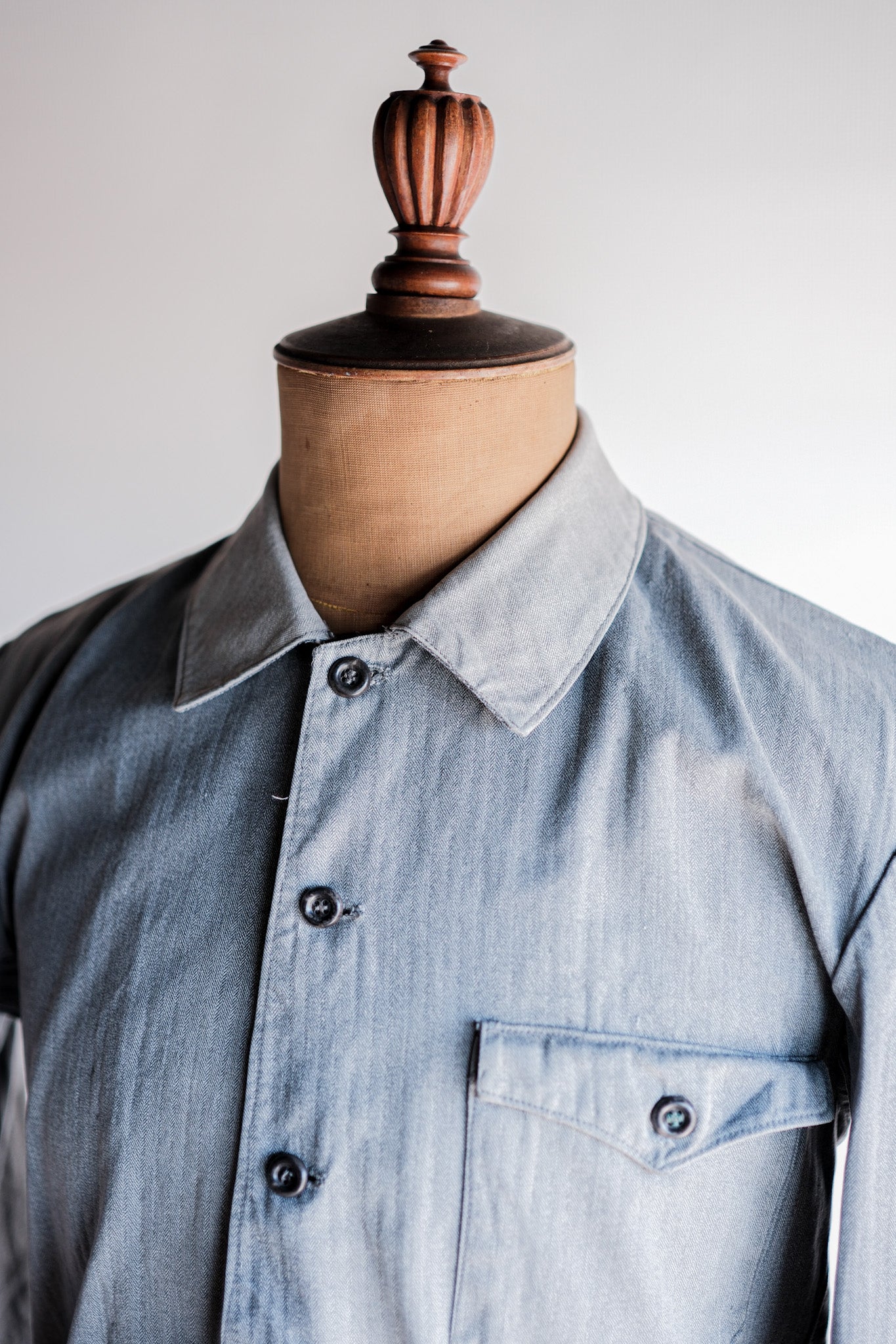 【~50's】Europe Vintage Salt & Pepper HBT Cotton Work Jacket "6 Buttons"