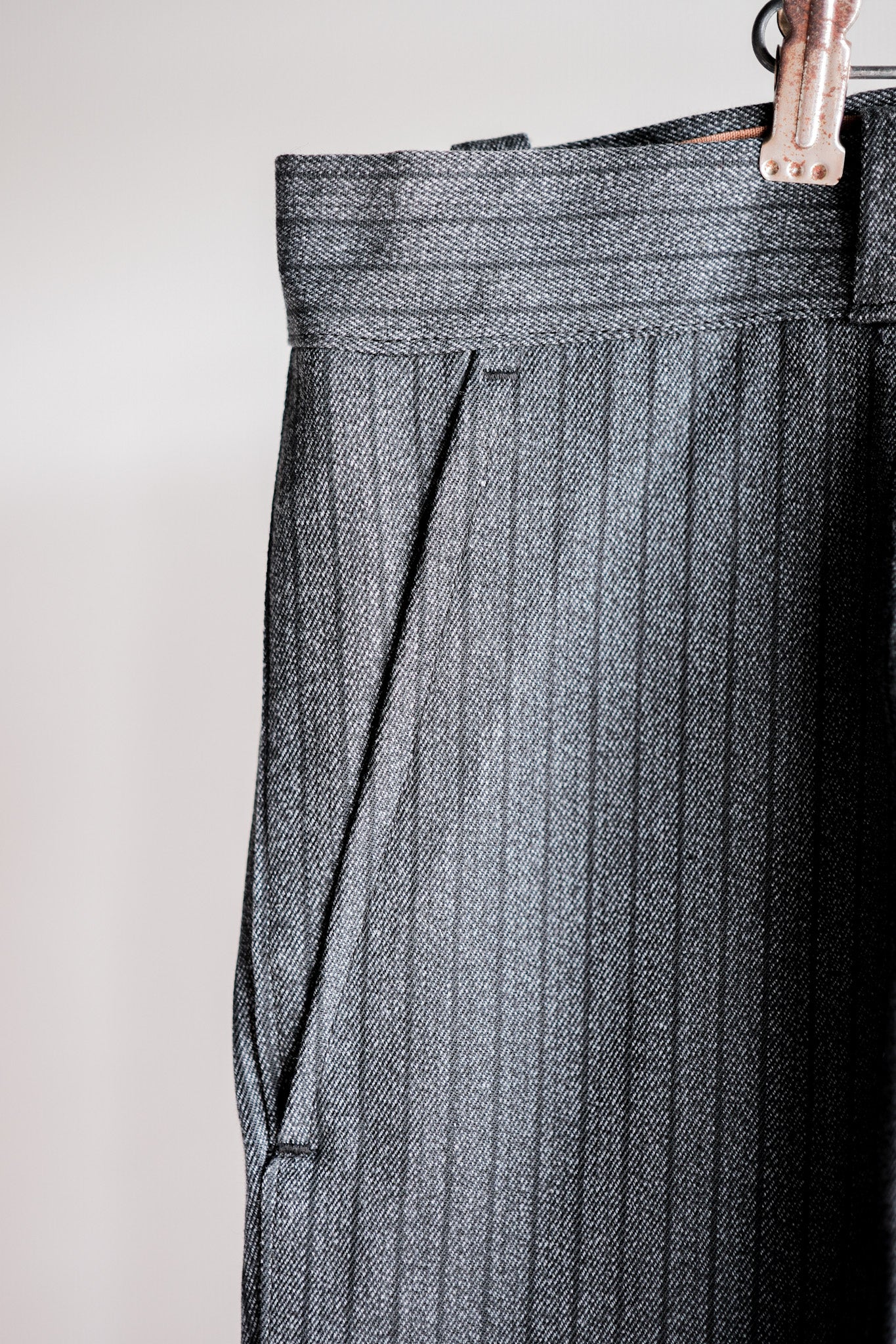 【~40's】French Vintage Salt & Pepper Cotton Striped Work Pants "Dead Stock"