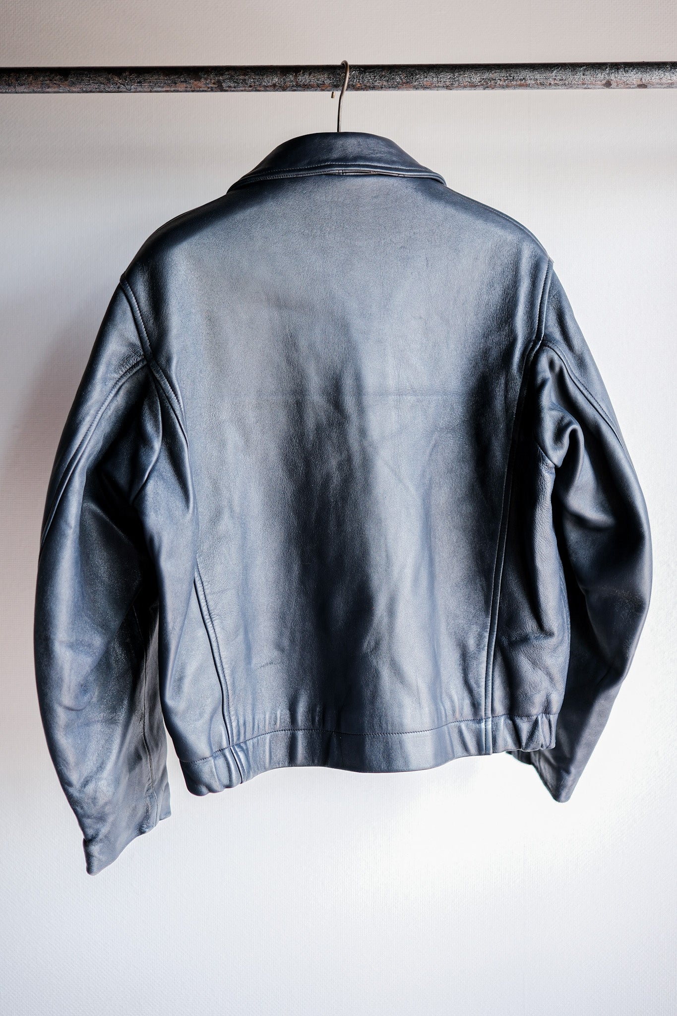 【~70's】French Air Force Pilot Leather Jacket Size.96M
