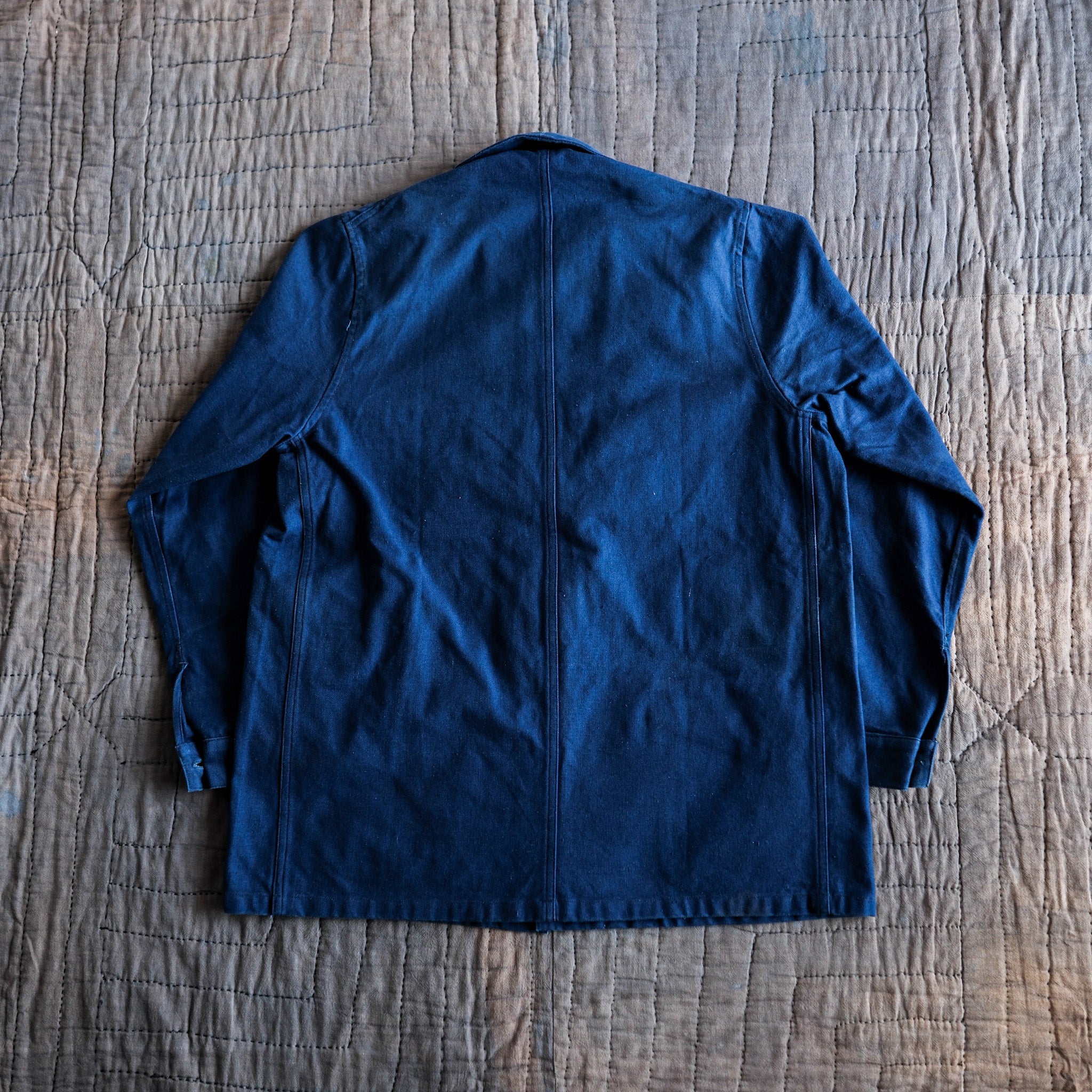 【~50's】French Army Blue Cotton Linen Twill Work Jacket