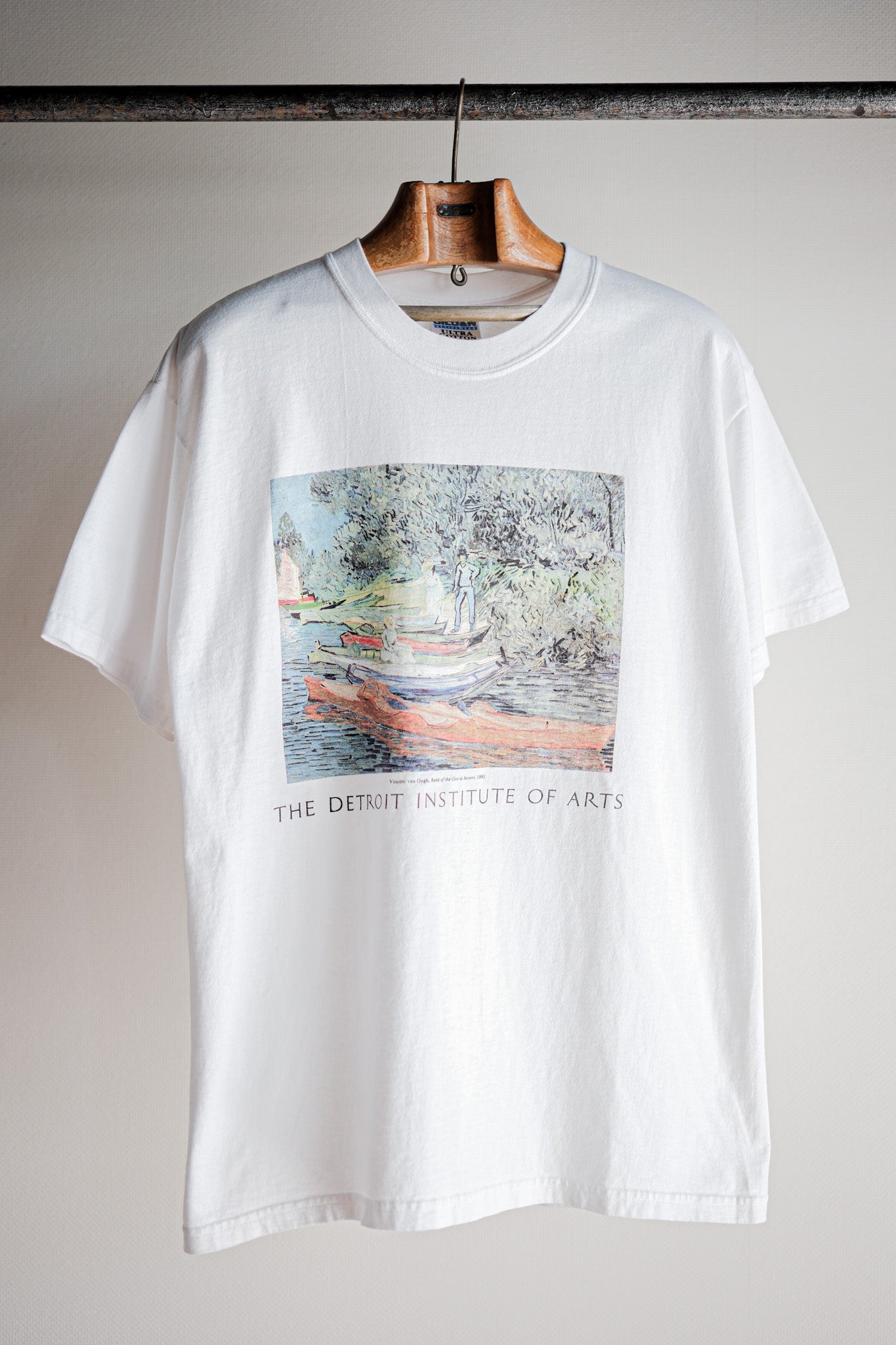 【~00's】Vintage Art Print T-shirt Size.L "Vincent Van Gogh's" "Bank of the Oise at Auvers"