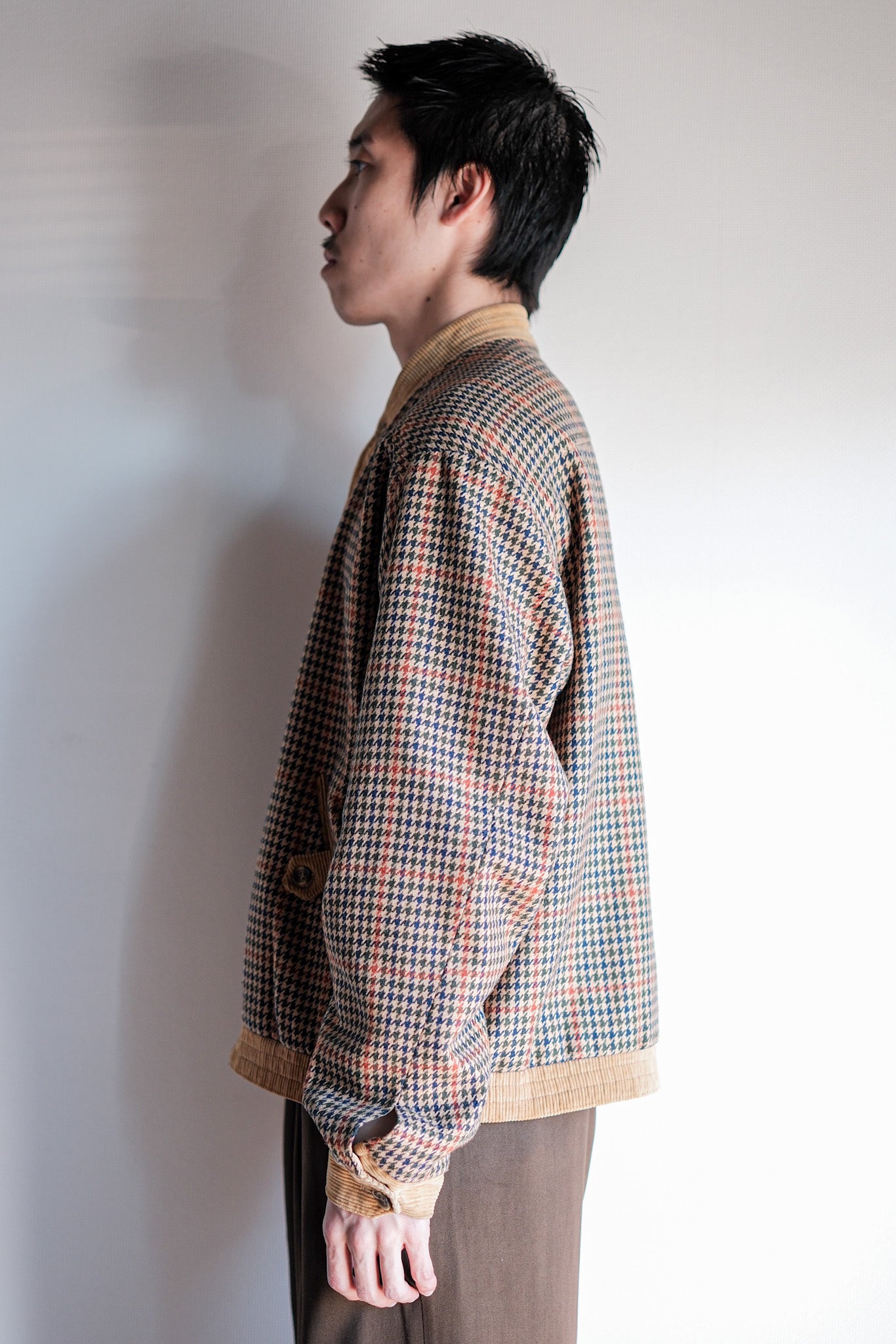 【~70's】British Vintage Houndstooth Wool Mix Jacket Size.38R "JAEGER"