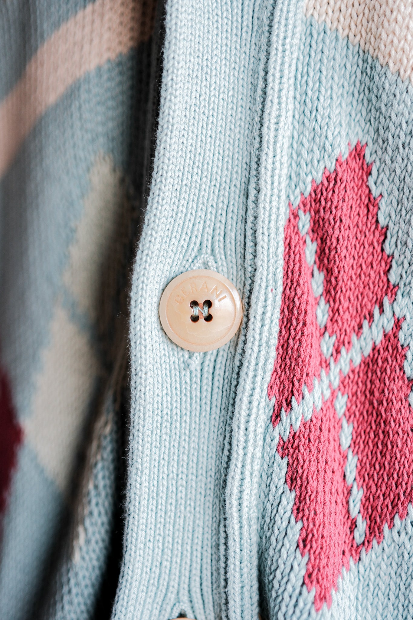 【~90's】Italian Vintage Cotton Argyle Cardigan