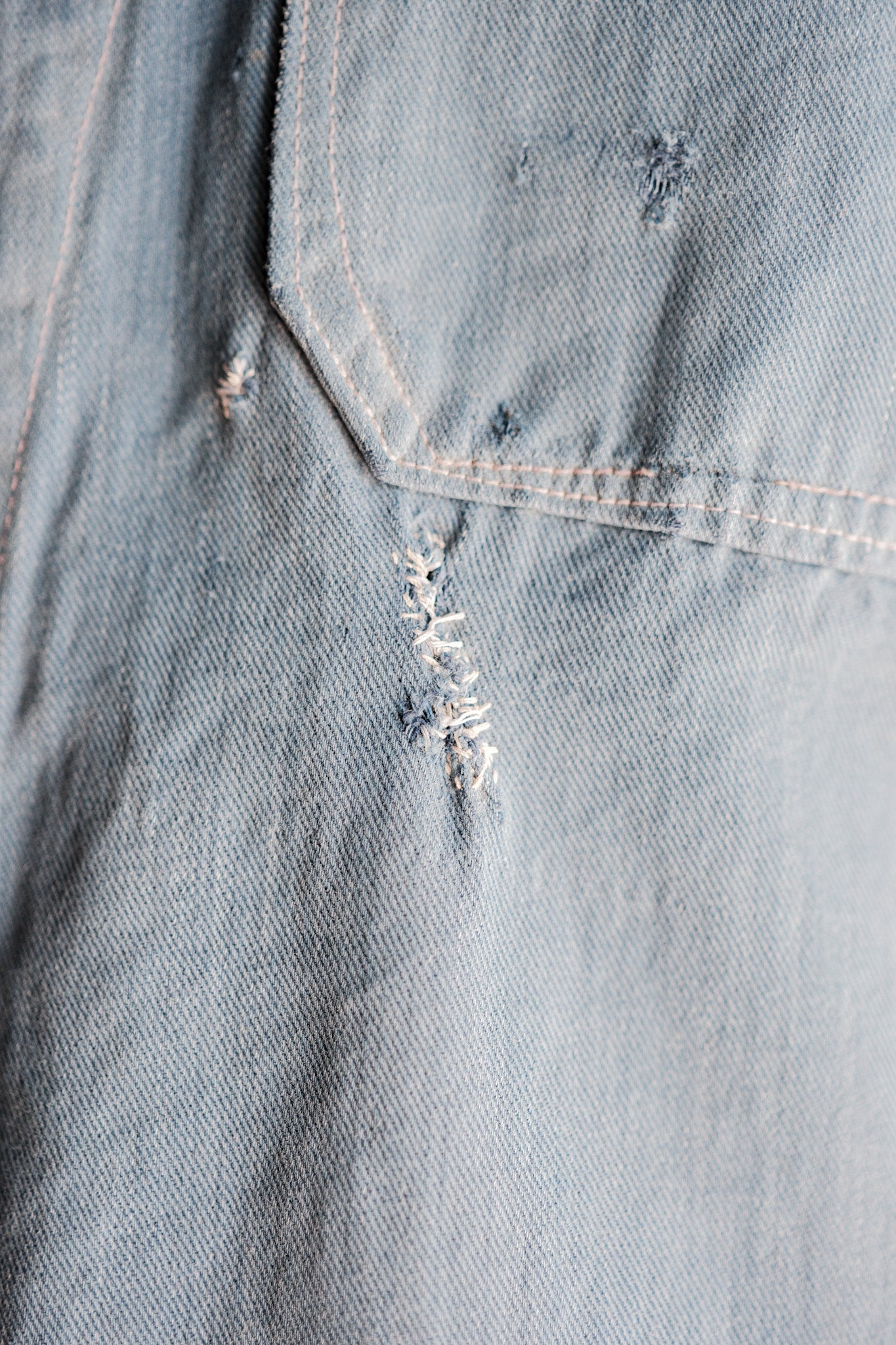 【~40’s】French Vintage Indigo Cotton Twill Lapel Work Jacket