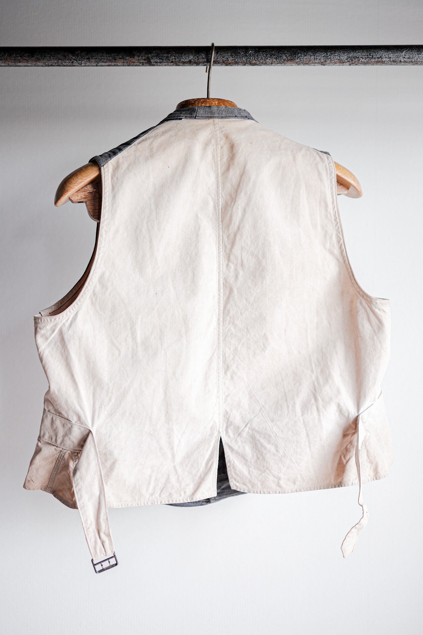 【~30's】French Vintage Salt & Pepper Cotton Work Gilet