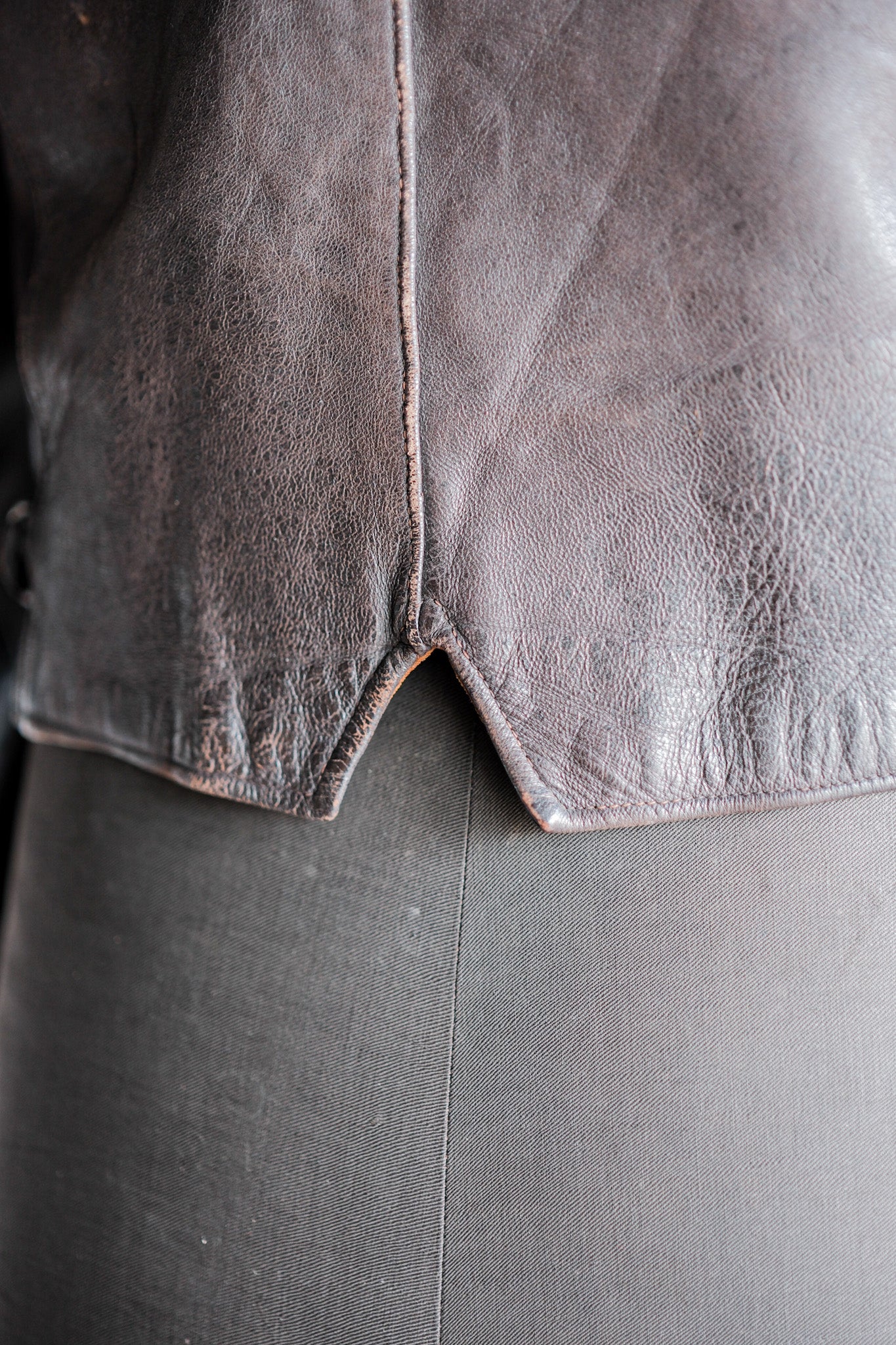 【~40's】German Vintage Double Breasted Motorcycle Leather Jacket