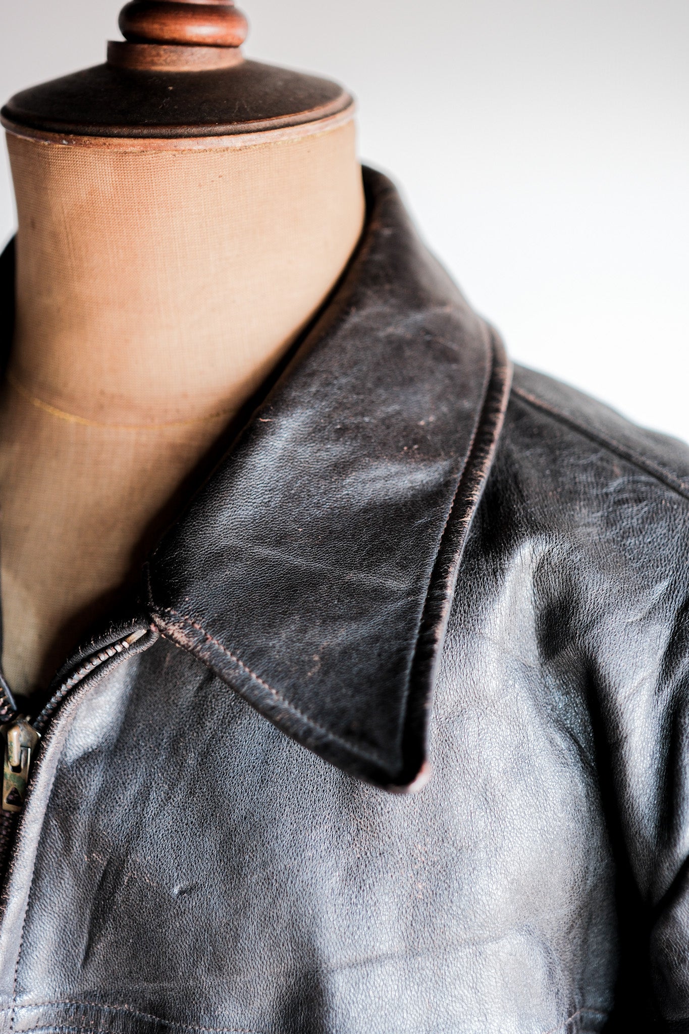 【~50's】French Vintage Cyclist Leather Jacket Size.52 "Adolphe Lafont"