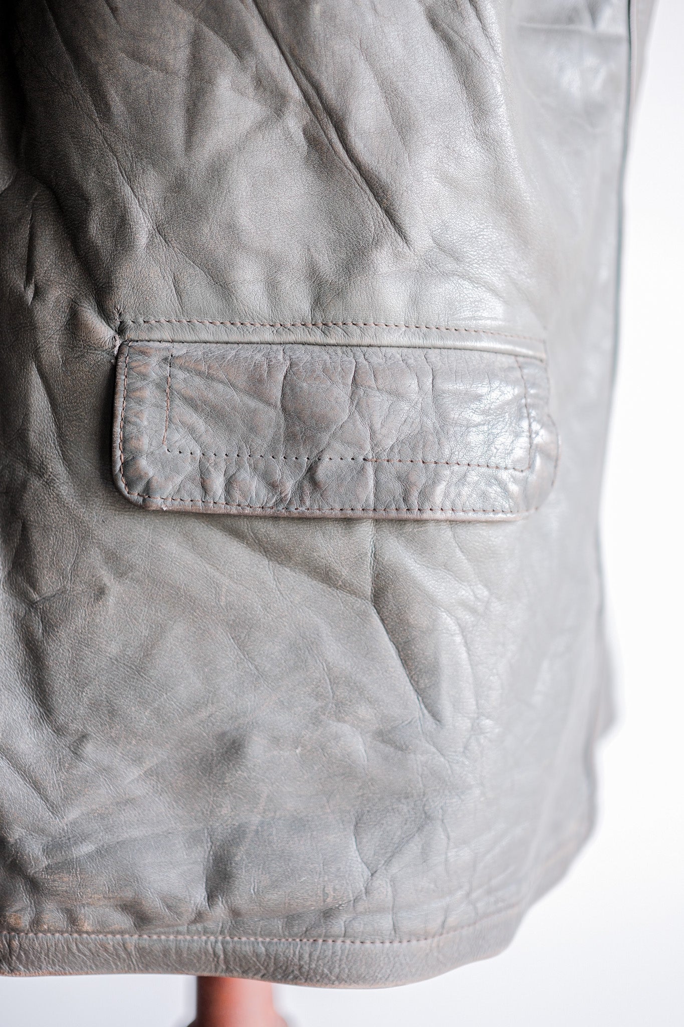 【~40's】WWⅡ+German+Navy+U-Boat+Crew+Gray+Leather+Jacket+"Kriegsmarine"