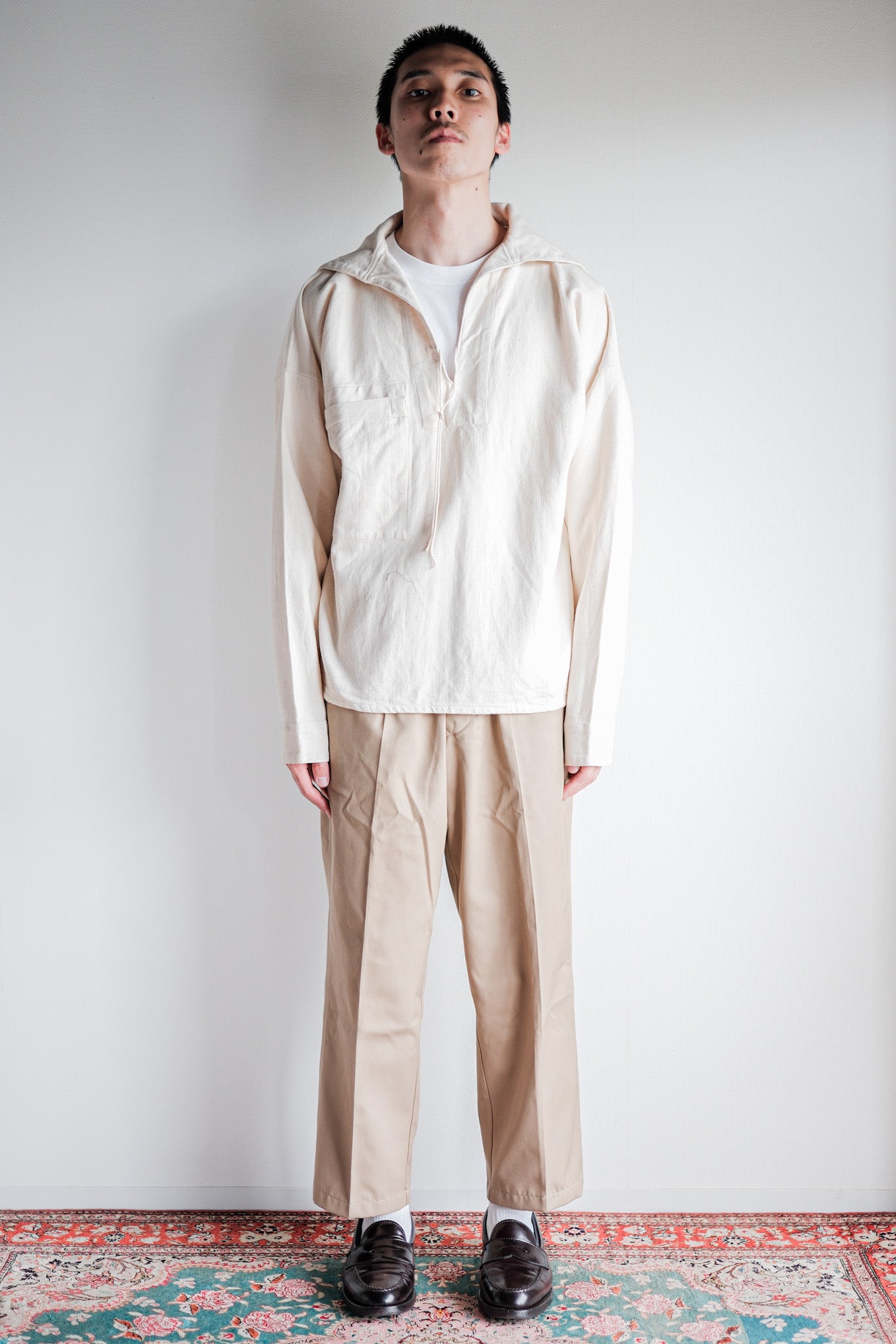 【~40's】German Navy Drillich HBT Linen Sailor Smock "KM"