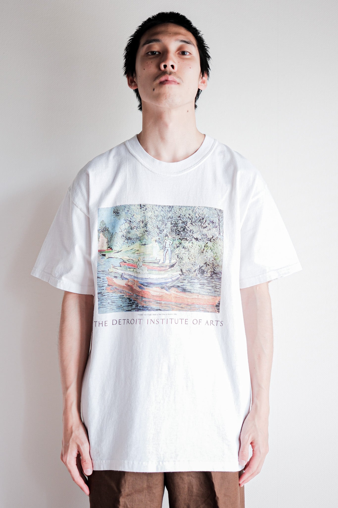 【~00's】Vintage Art Print T-shirt Size.L "Vincent Van Gogh's" "Bank of the Oise at Auvers"