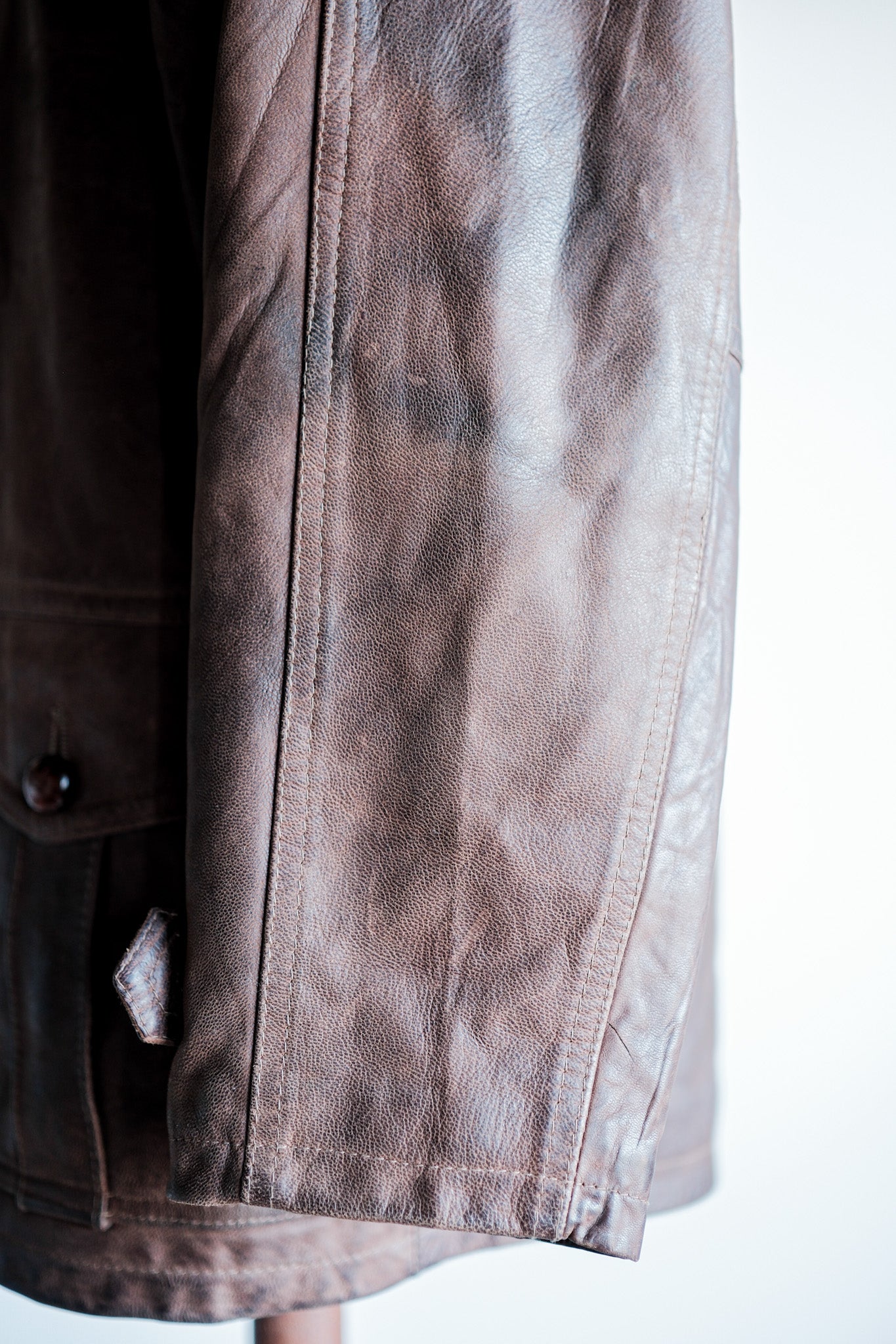 【~80's】Italian Vintage Double Breasted Leather Jacket Size.52
