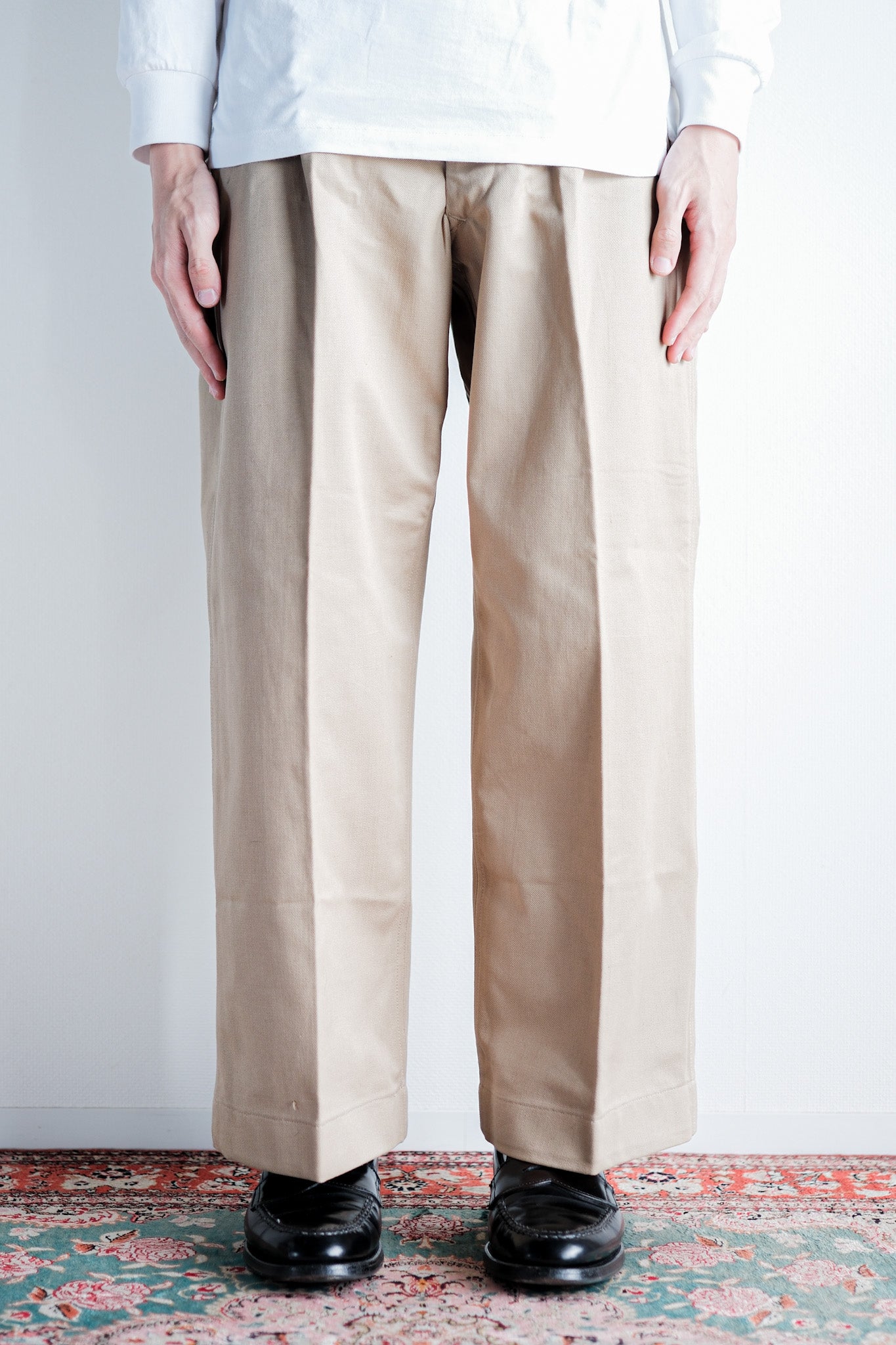 【~50's】French Army M52 Chino Trousers Size.12 "Dead Stock"