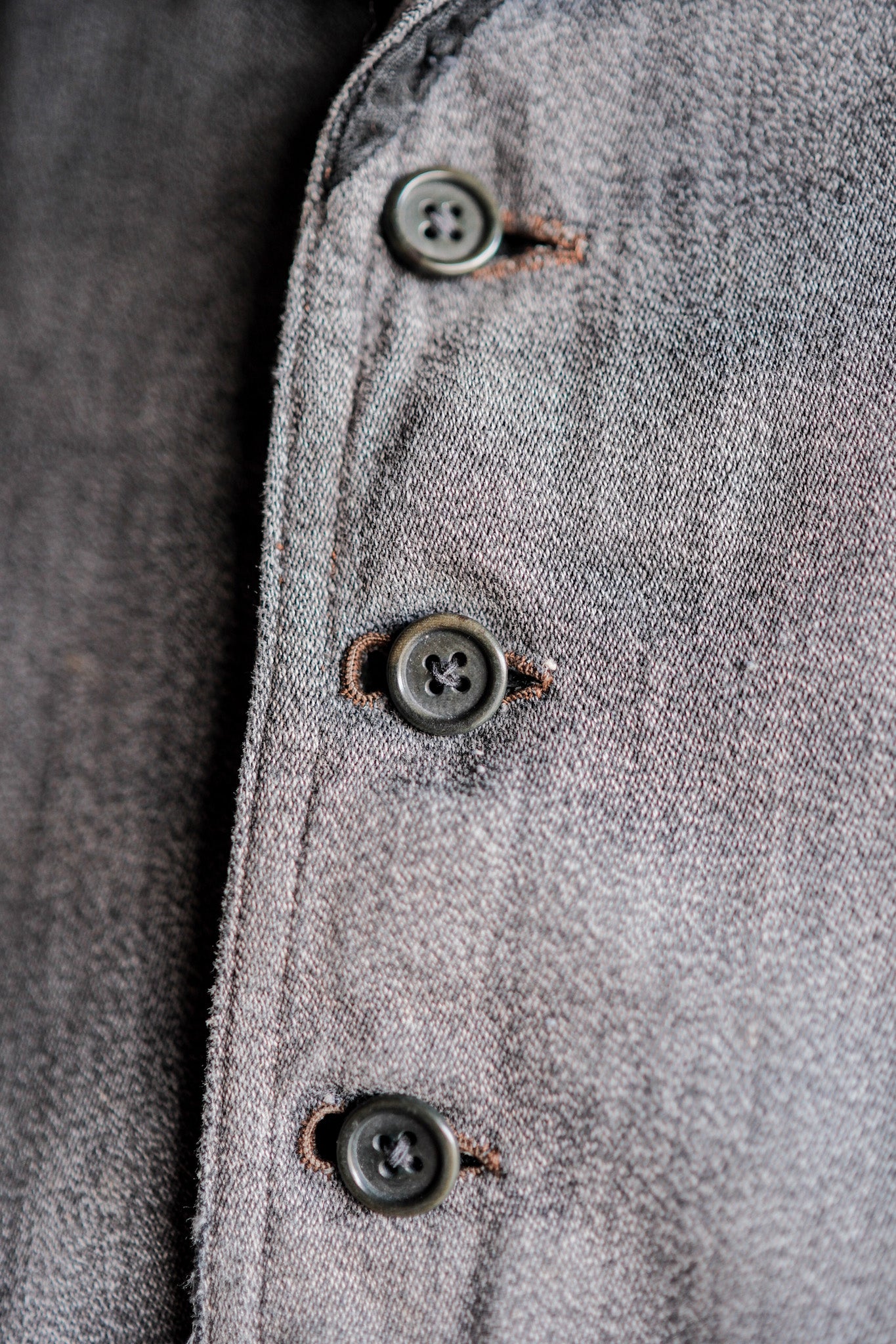 【~30's】French Vintage Salt & Pepper Cotton Work Gilet