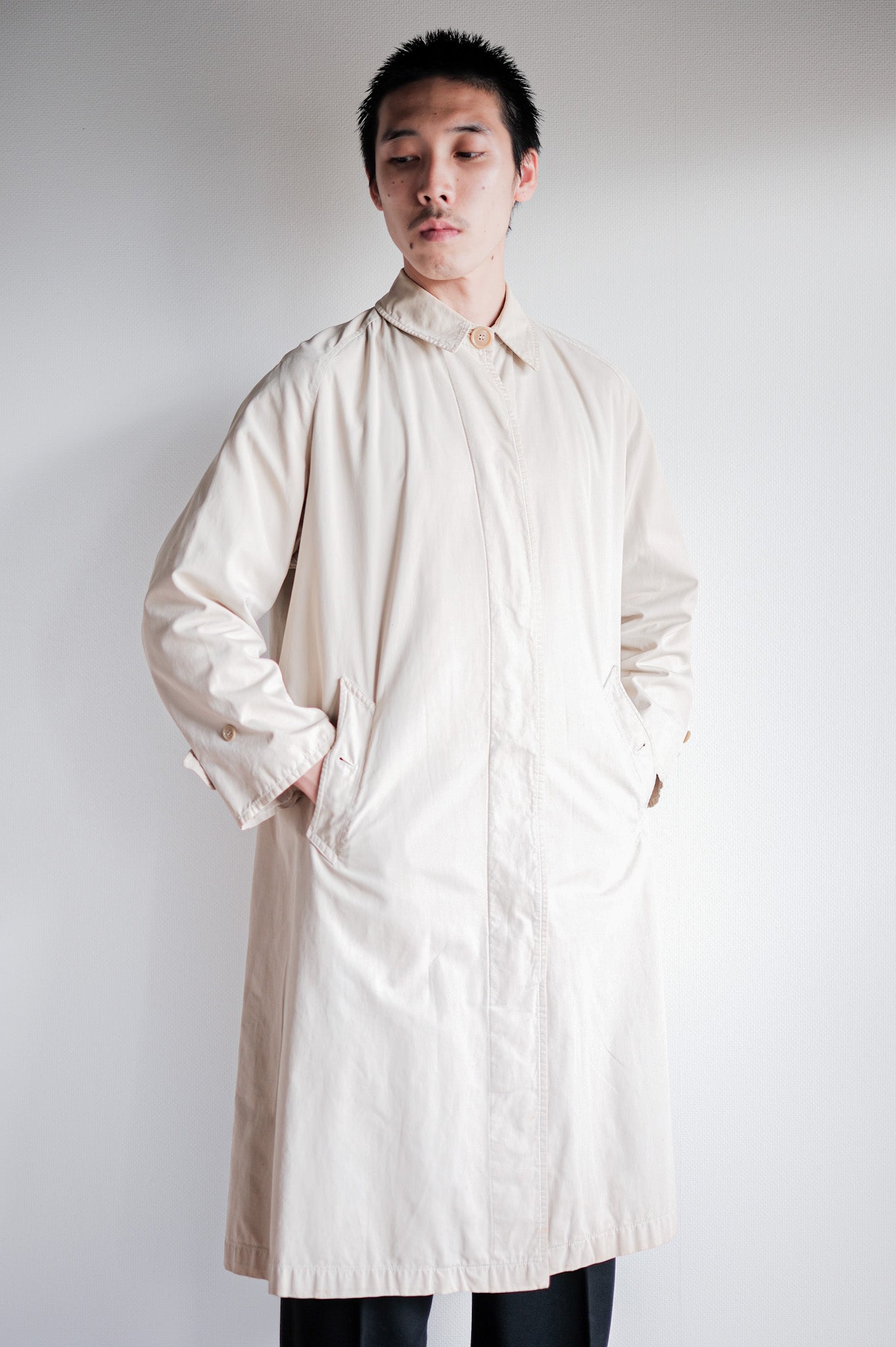 【~50's】Vintage Burberrys Single Raglan Balmacaan Coat C100 for Ladies "Made in France"