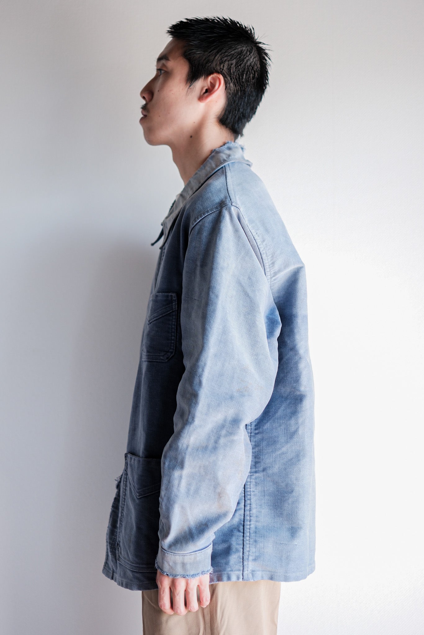 【~40's】French Vintage Blue Moleskin Work Jacket