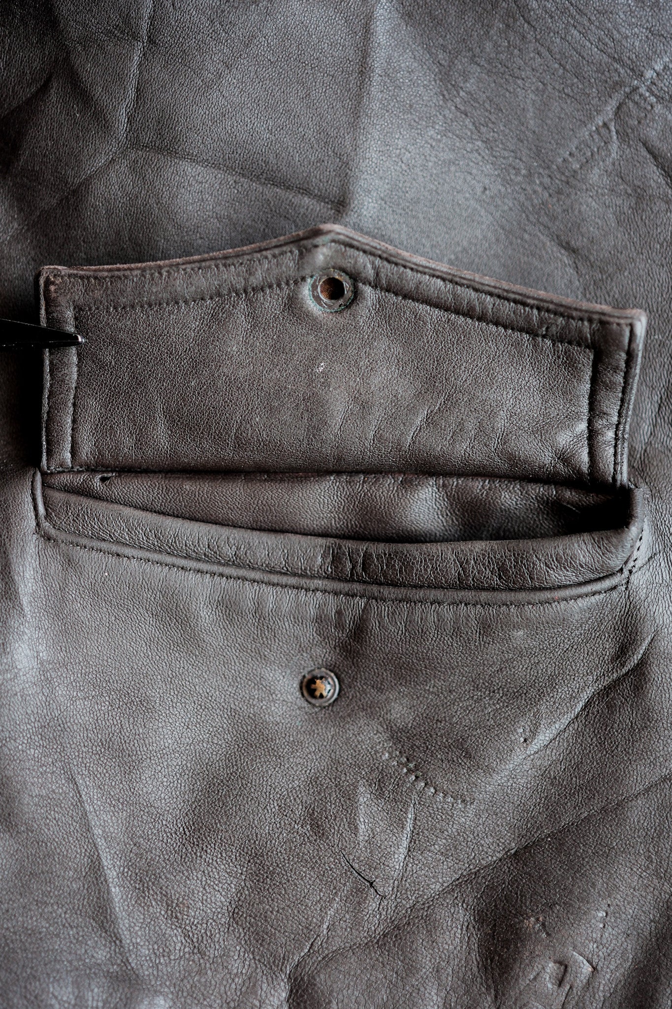 【~40’s】French Vintage Brown Leather Cyclist Jacket "Modified"