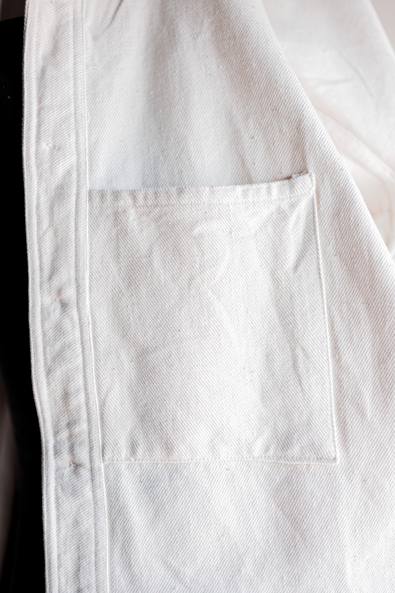 【~40's】French Vintage White Cotton Twill Work Jacket Size.48 "Dead Stock"
