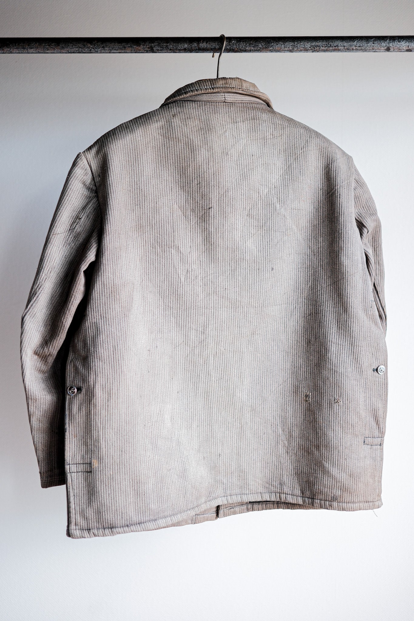 【~60's】French Vintage Brown Gray Cotton Pique Hunting Jacket Size.46