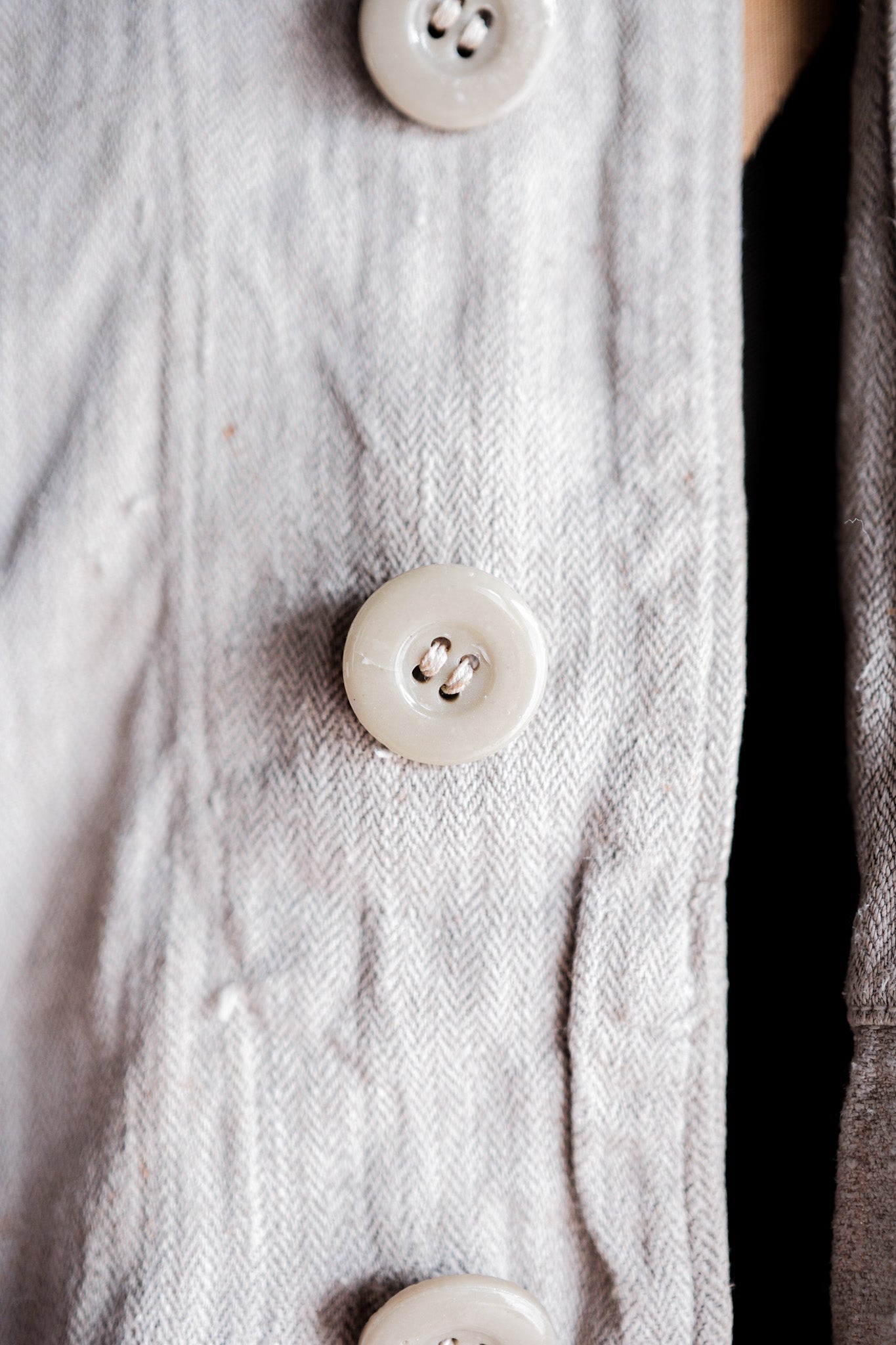 【~40's】German Air Force Drillich HBT Linen Jacket With Chin Strap "Luftwaffe"