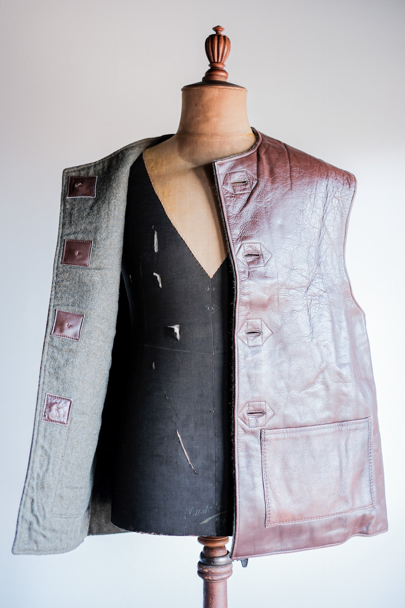 【~50's】Belgium Army Jerkin Leather Vest