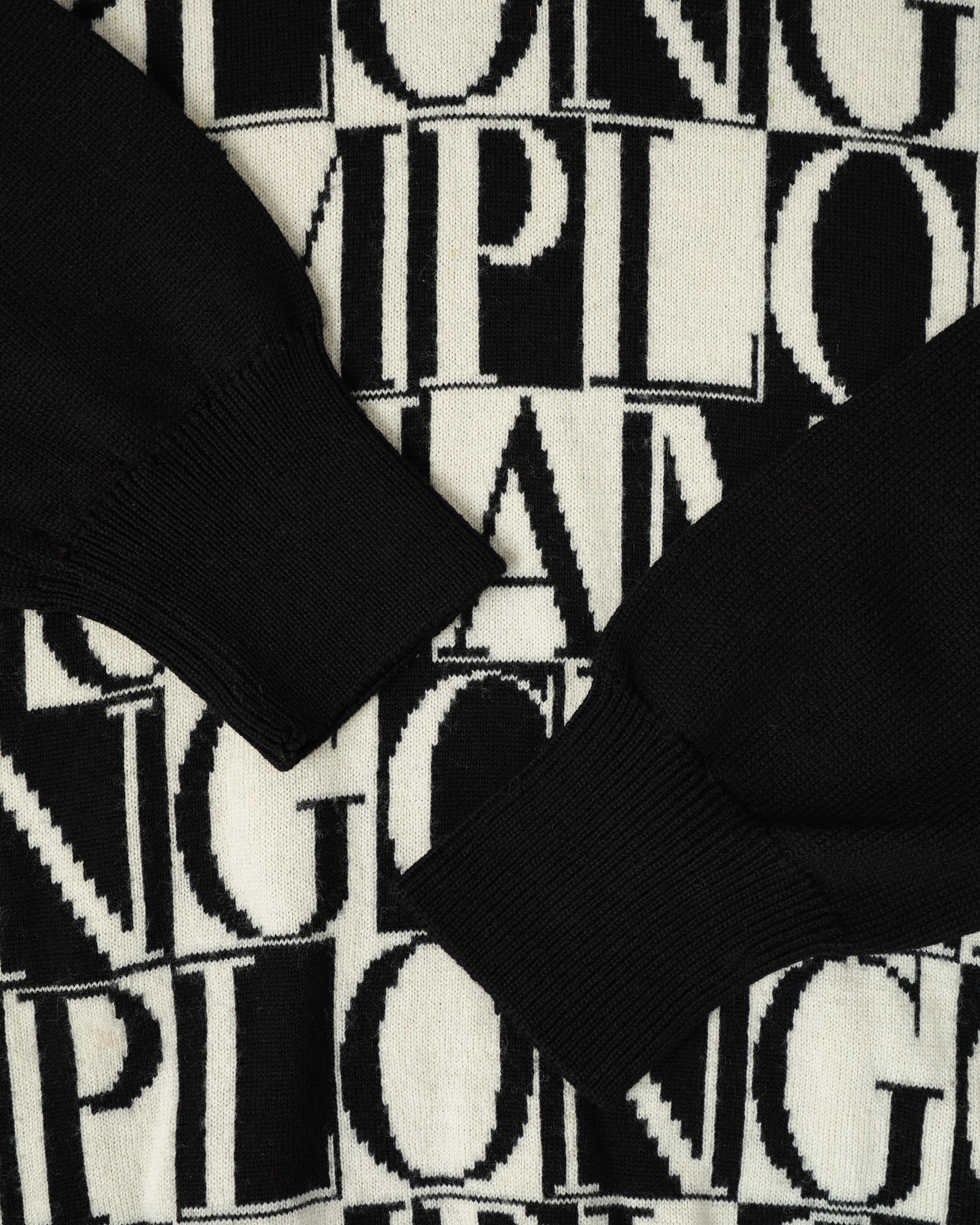 【~90’s】Old LONGCHAMP Merino Wool Patterned L/S Knit Polo Shirt Size.52