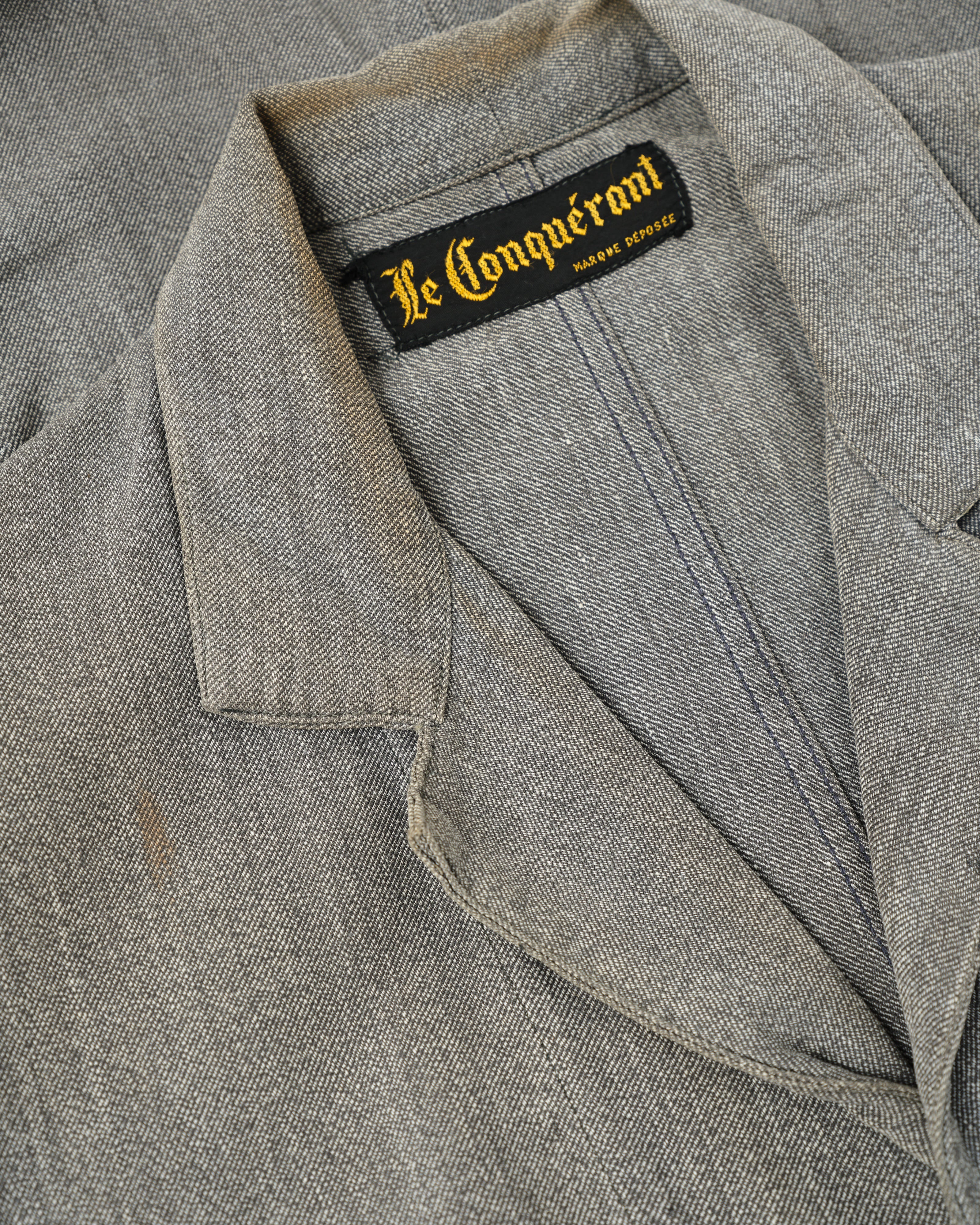 【~40's】French Vintage Salt & Pepper Cotton Twill Atelier Coat "Crazy Paint"