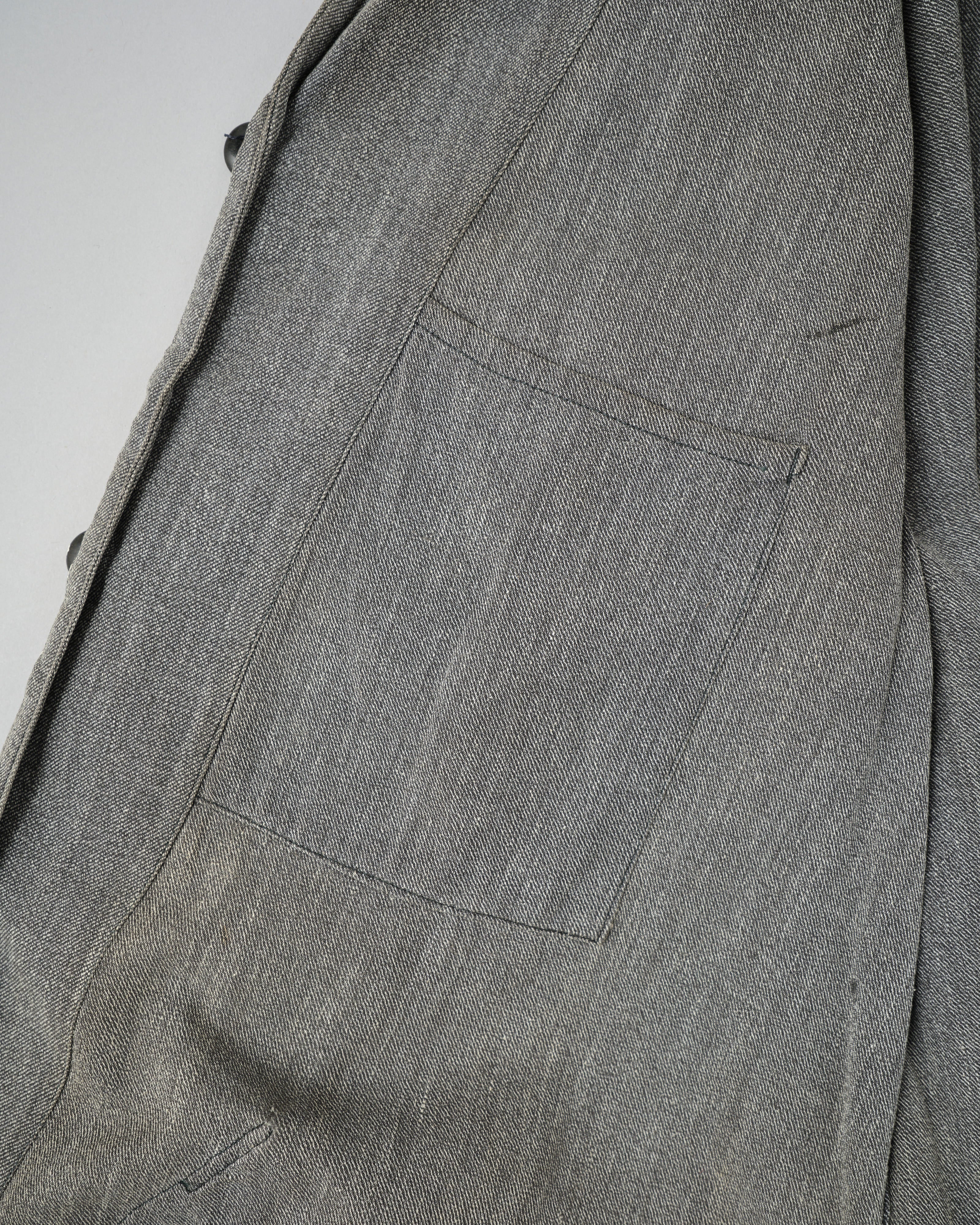 【~40's】French Vintage Salt & Pepper Cotton Twill Atelier Coat "Crazy Paint"