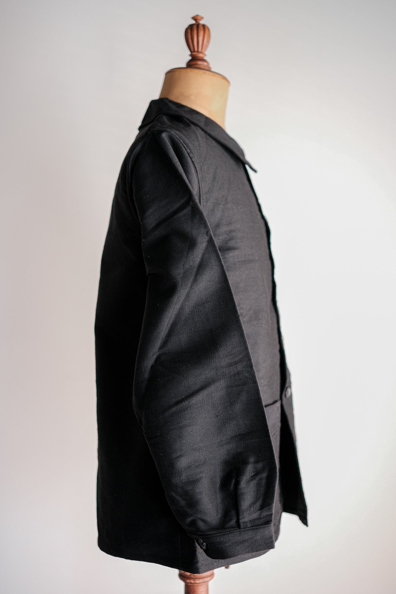 【~40's】French Vintage Black Moleskin Work Jacket "Le Mont St. Michel"