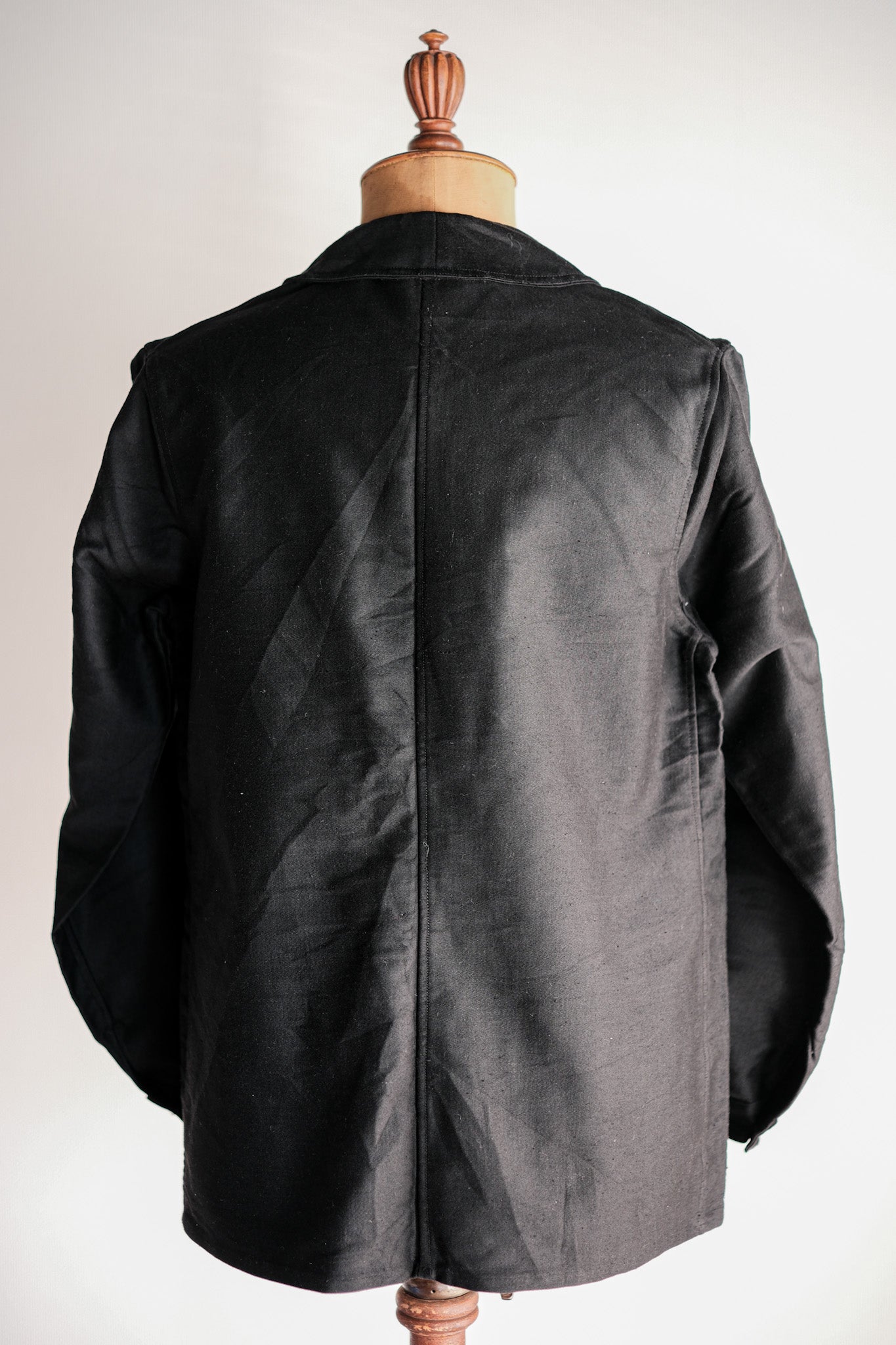 【~40's】French Vintage Black Moleskin Work Jacket "Le Mont St. Michel"