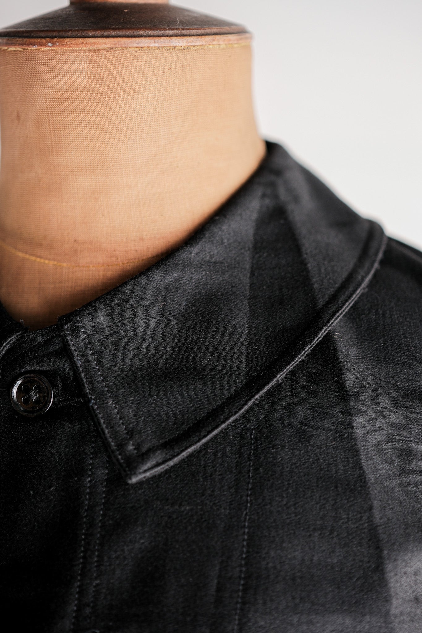 【~40's】French Vintage Black Moleskin Work Jacket "Le Mont St. Michel"