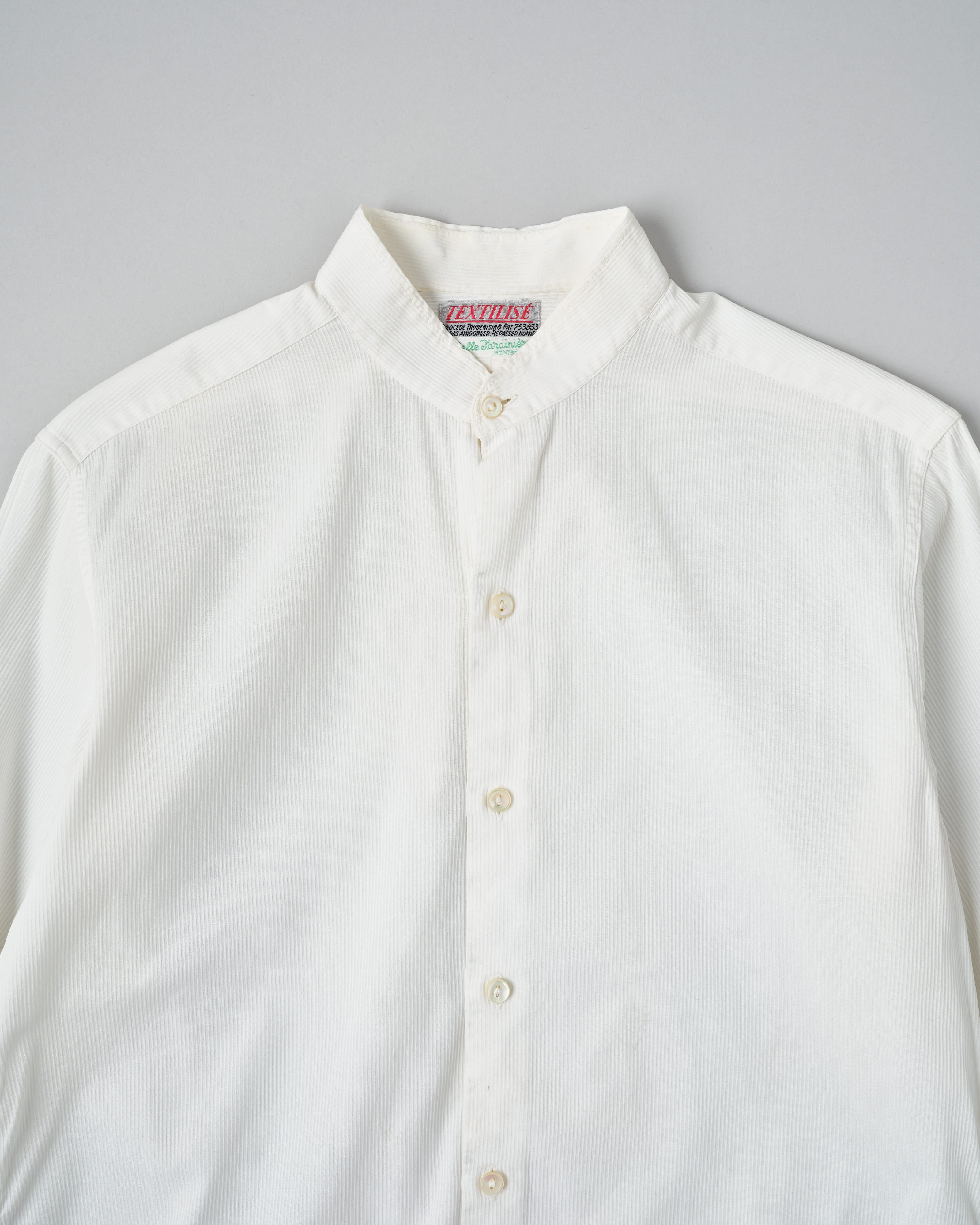 【~40's】French Vintage White Cotton Stand Collar Shirt "Belle Jardiniere"
