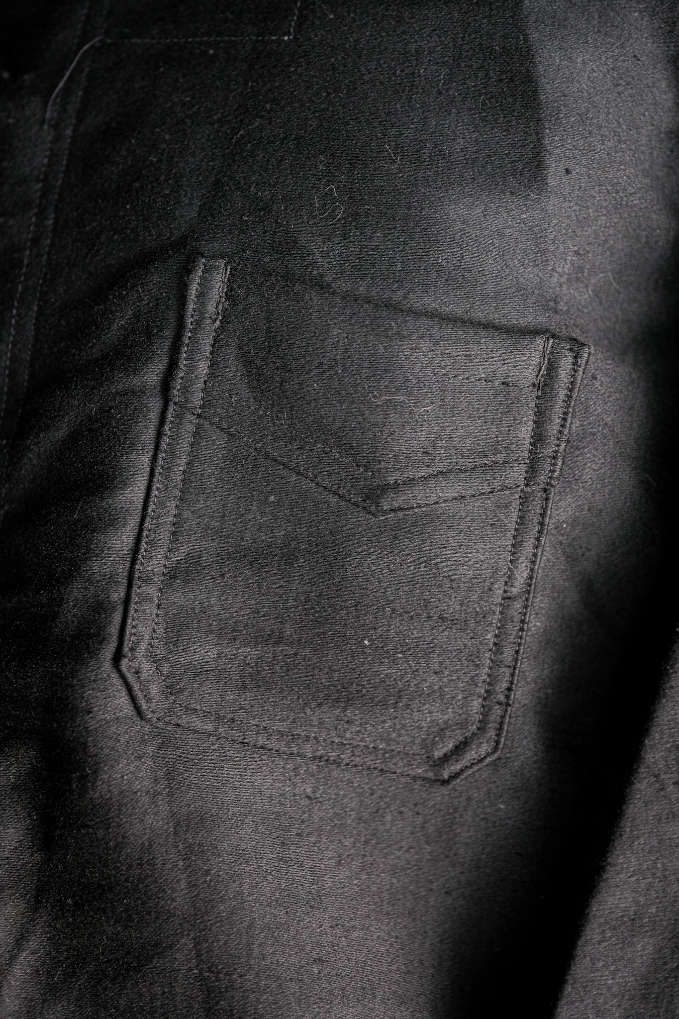 【~40's】French Vintage Black Moleskin Work Jacket "Le Mont St. Michel"