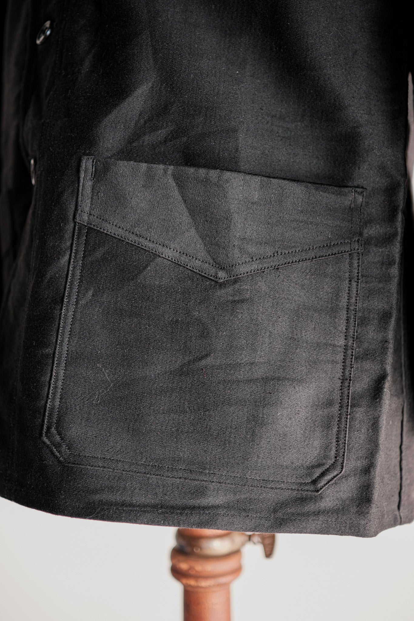 【~40's】French Vintage Black Moleskin Work Jacket "Le Mont St. Michel"