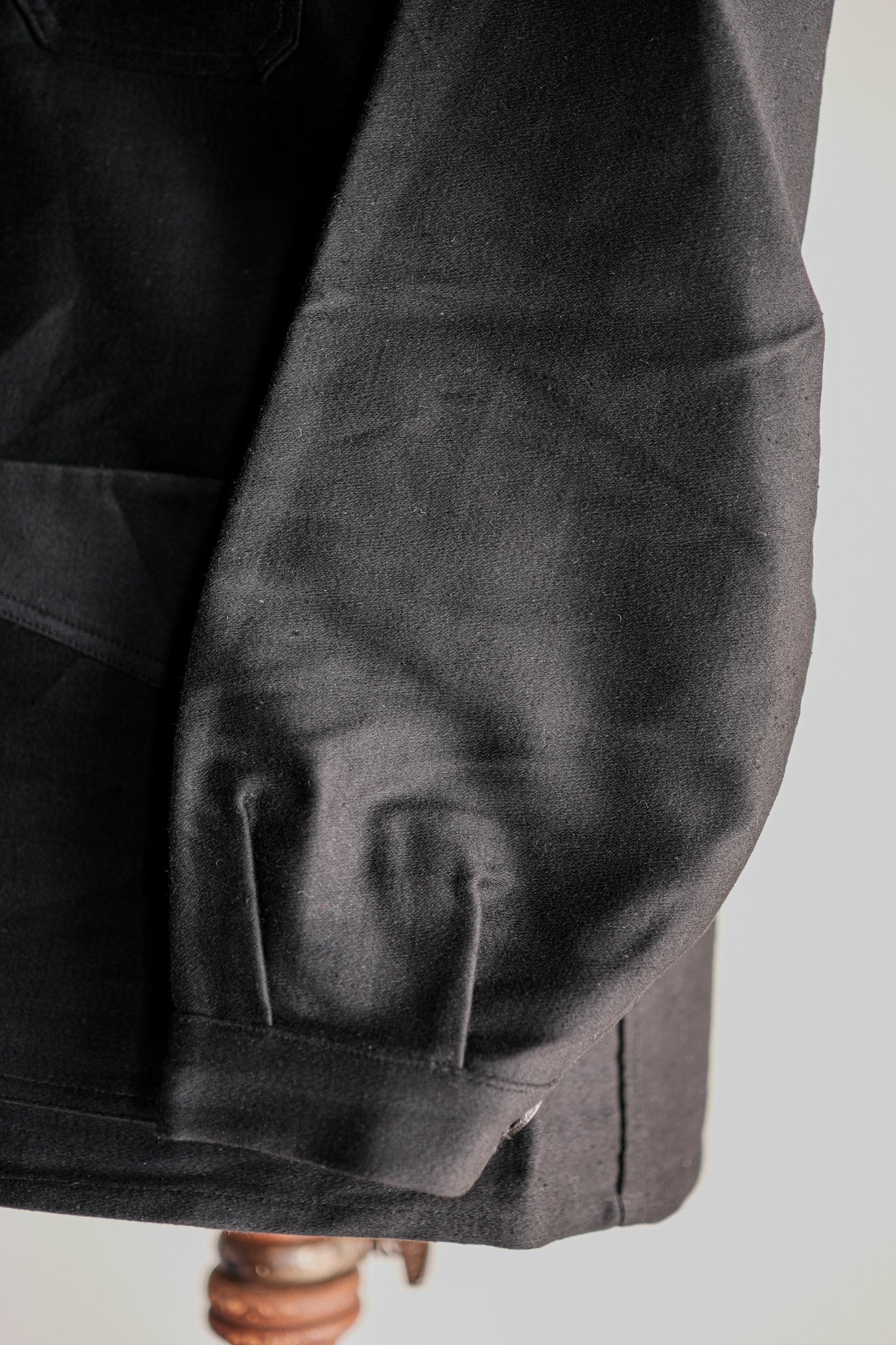 【~40's】French Vintage Black Moleskin Work Jacket "Le Mont St. Michel"