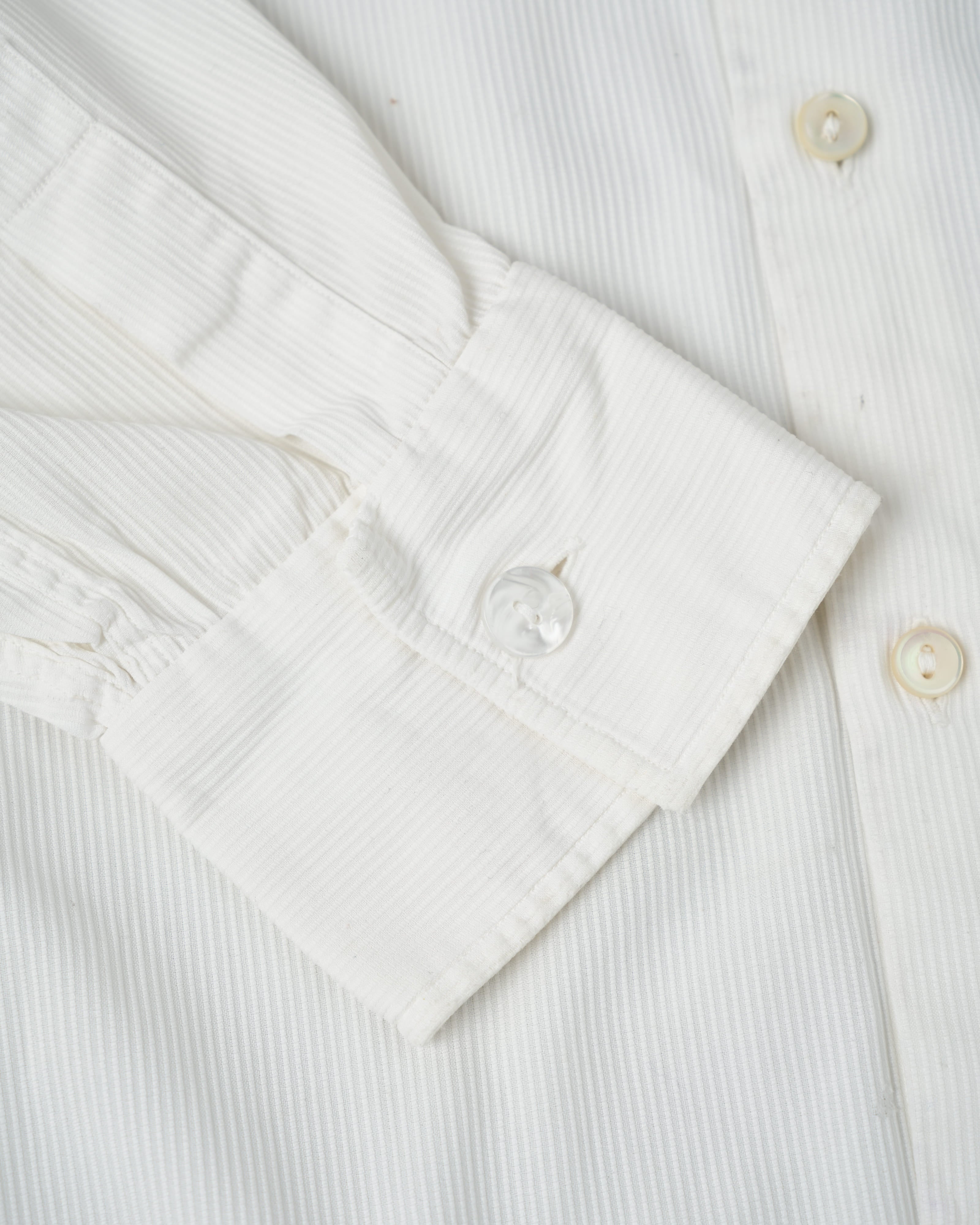 【~40's】French Vintage White Cotton Stand Collar Shirt "Belle Jardiniere"