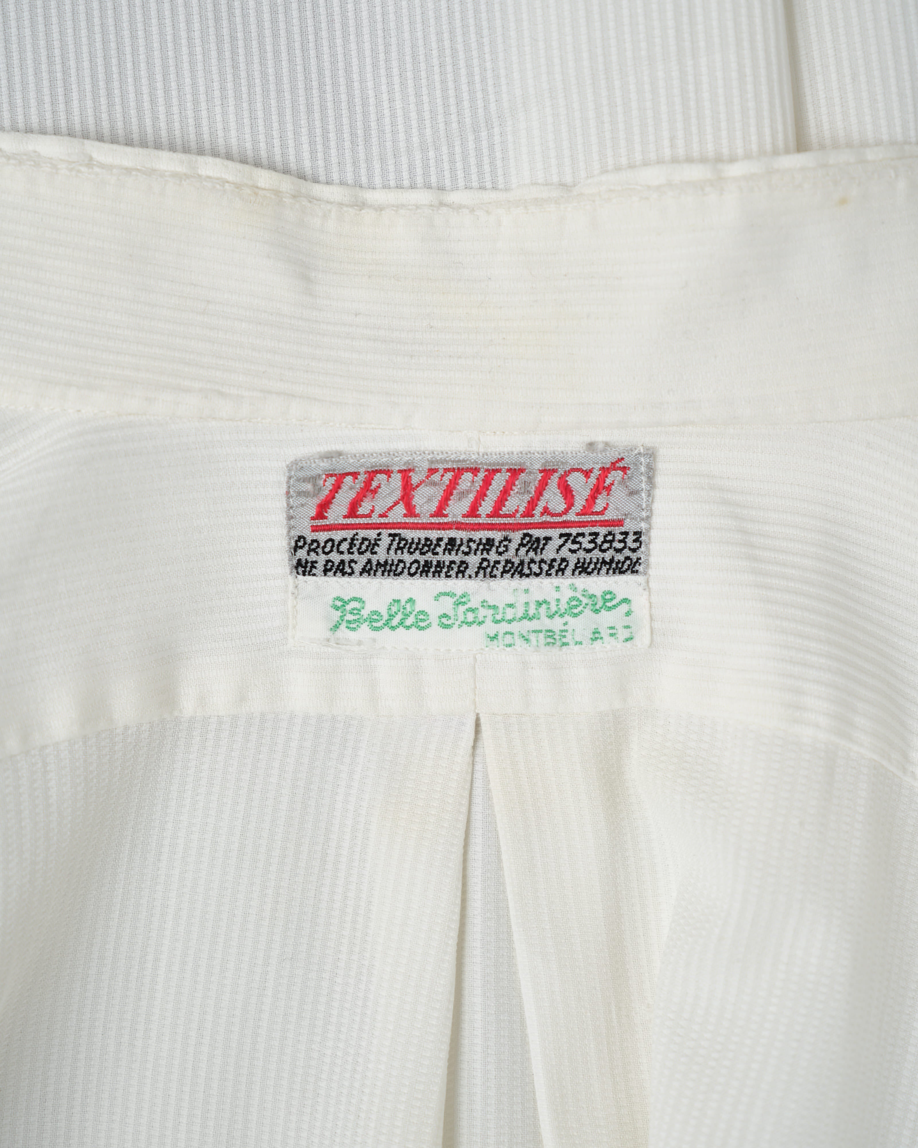 【~40's】French Vintage White Cotton Stand Collar Shirt "Belle Jardiniere"