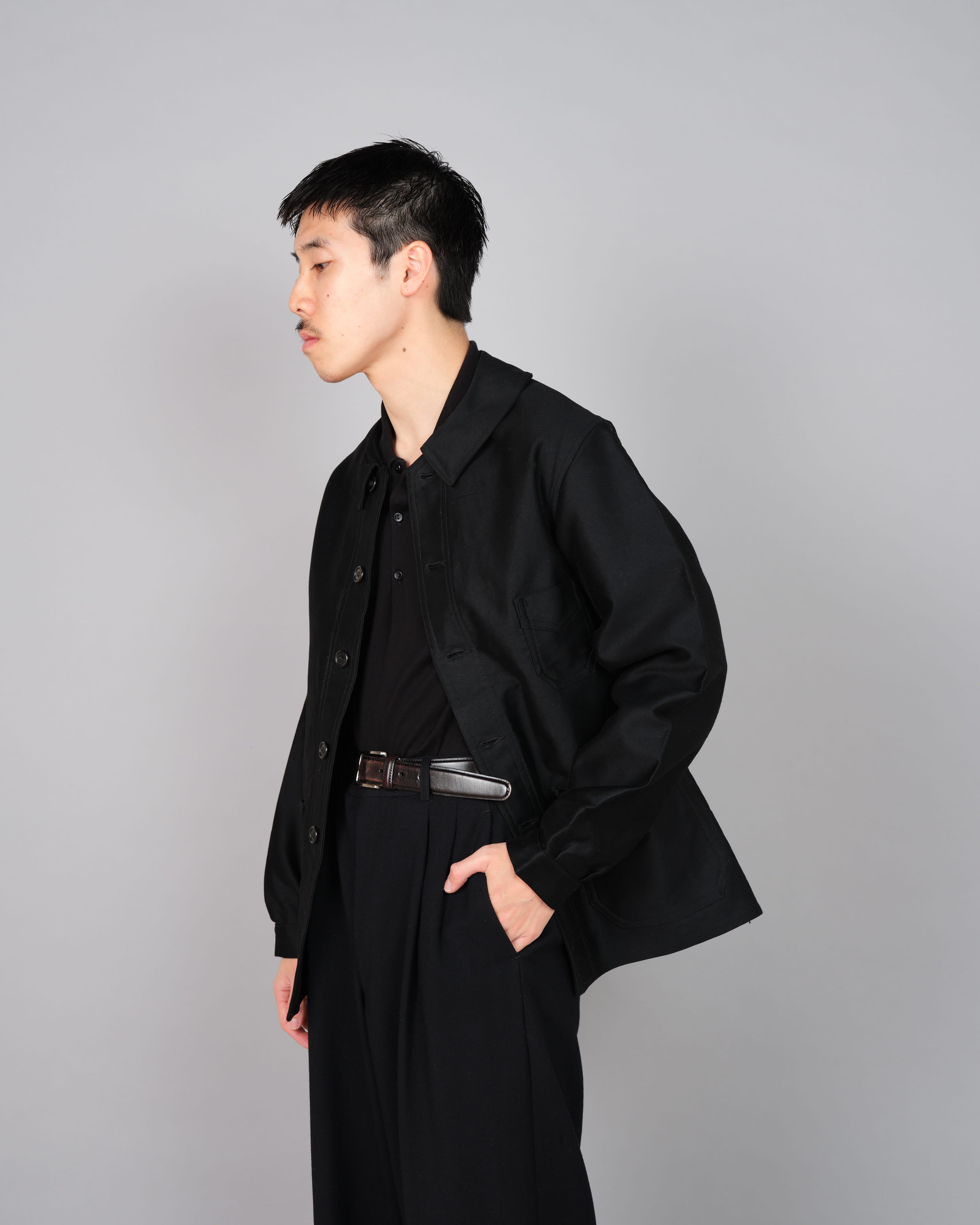 【~30’s】French Vintage Black Moleskin Work Jacket