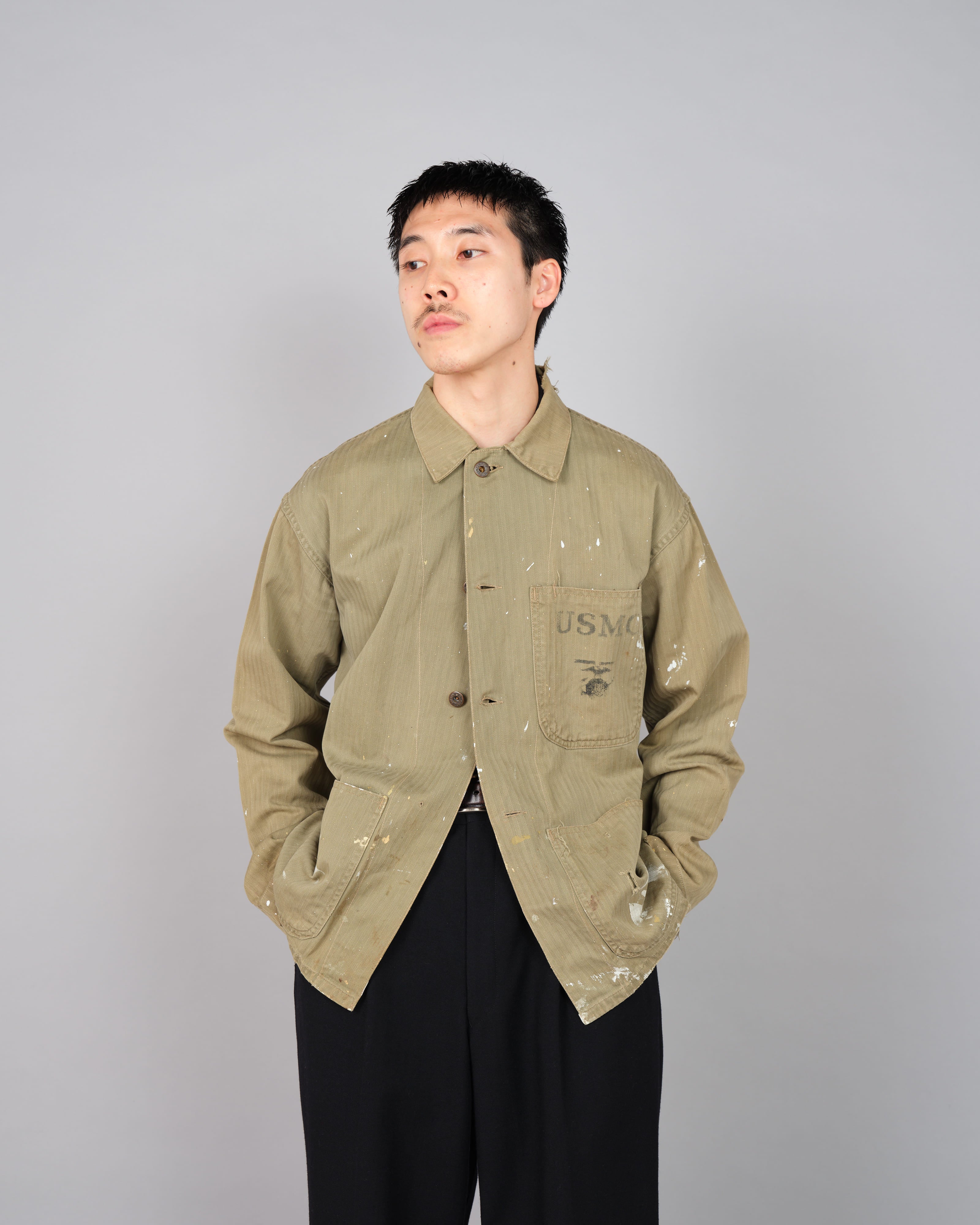 【~40's】WWⅡ U.S.M.C P-41 HBT Utility Jacket "Crazy Paint"