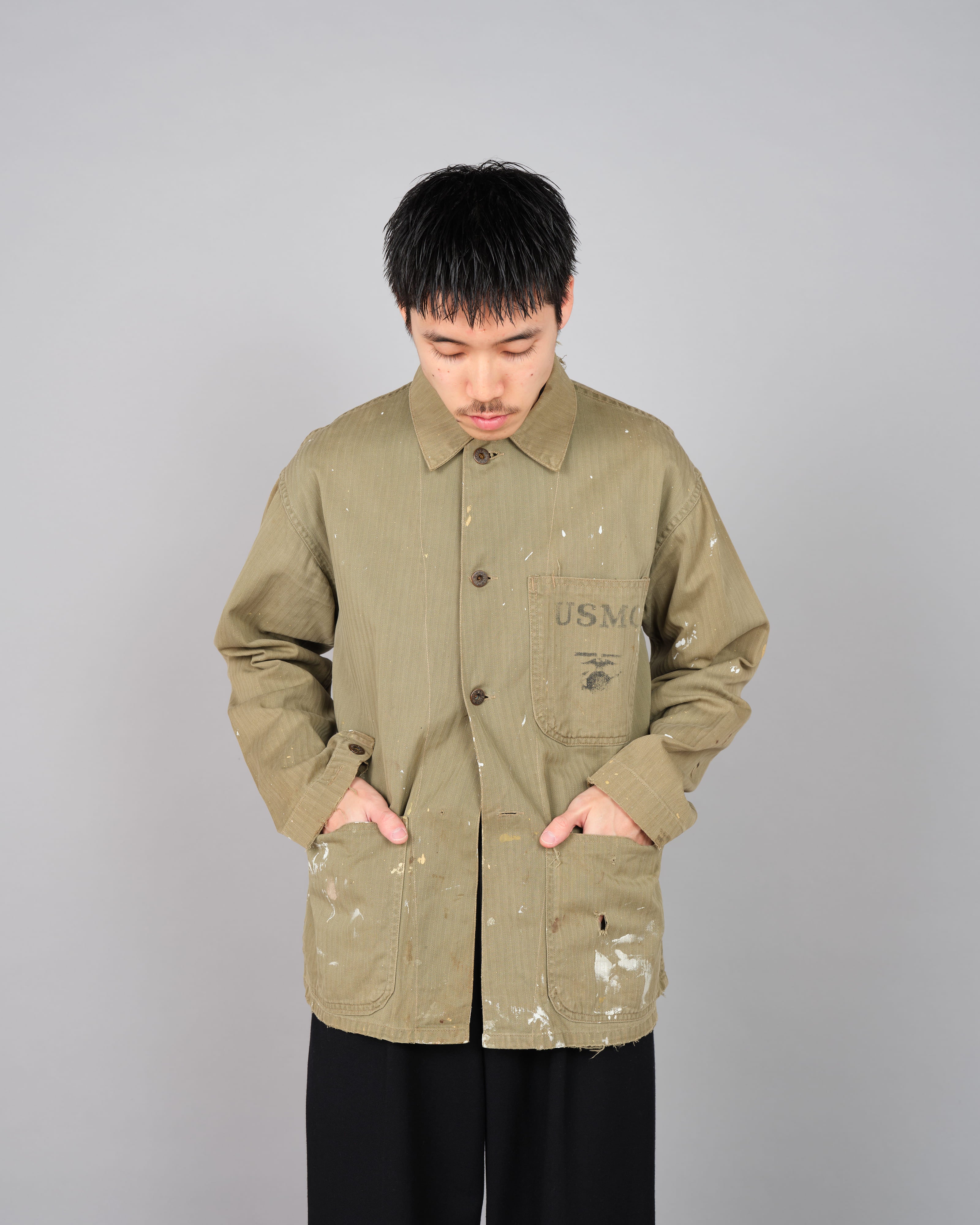 【~40's】WWⅡ U.S.M.C P-41 HBT Utility Jacket "Crazy Paint"