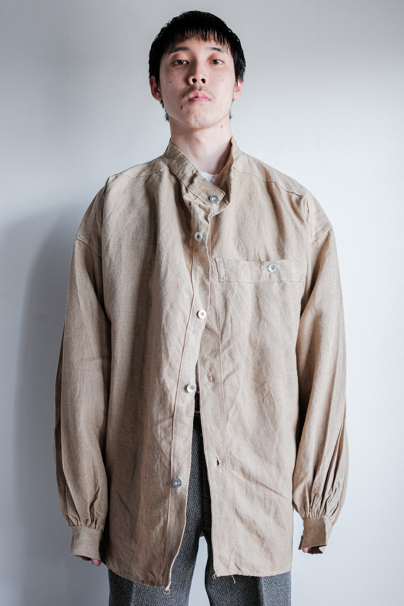 【~30's】French Army Bourgeron Linen Jacket Size.2 "Full Open Type"