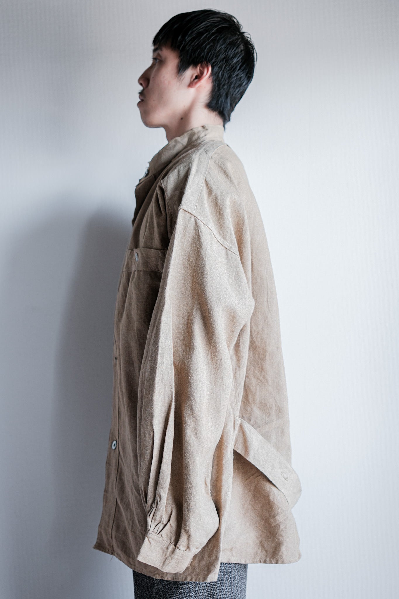 【~30's】French Army Bourgeron Linen Jacket Size.2 "Full Open Type"