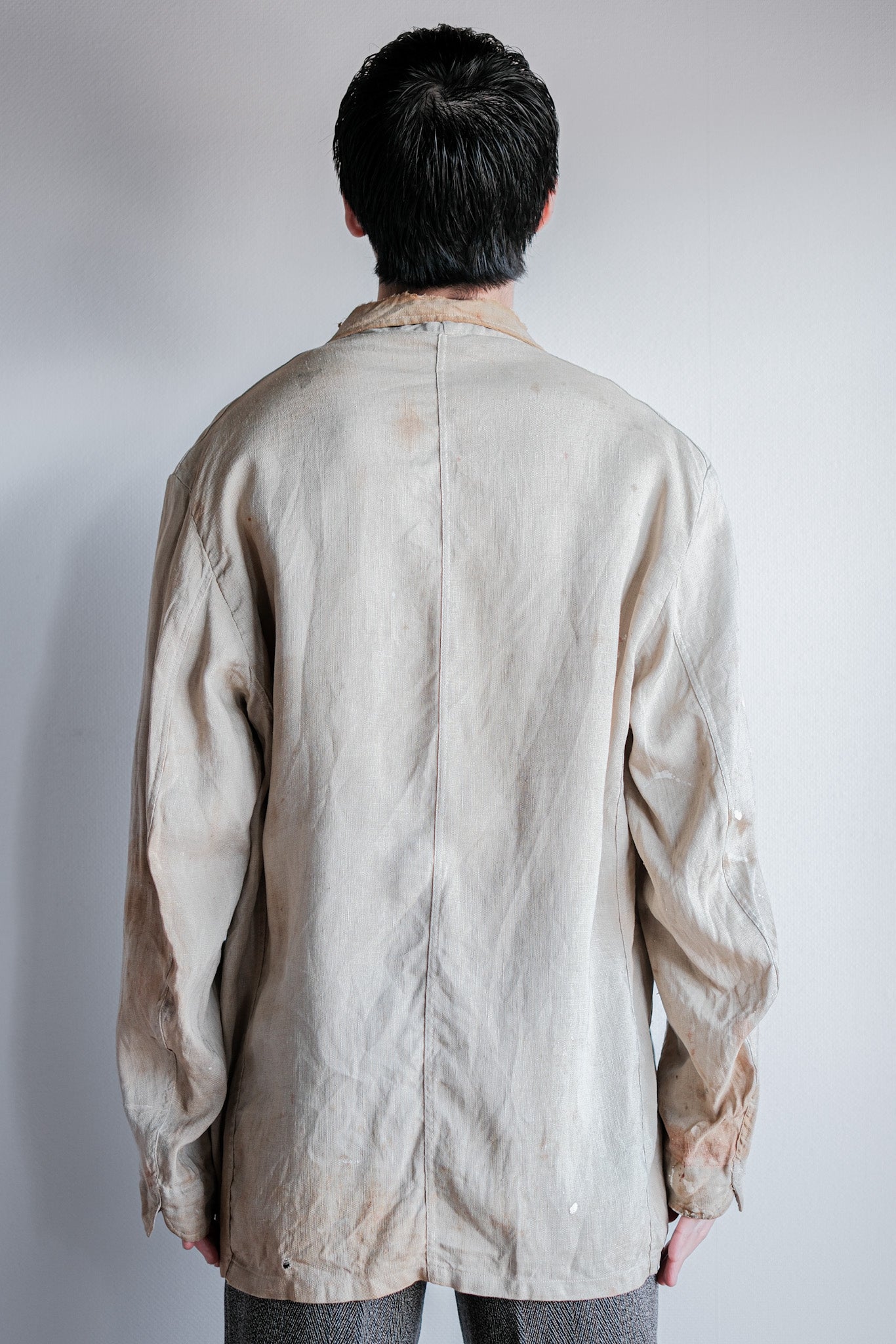 【~40's】British Vintage Irish Linen Lapel Work Jacket "Boro"