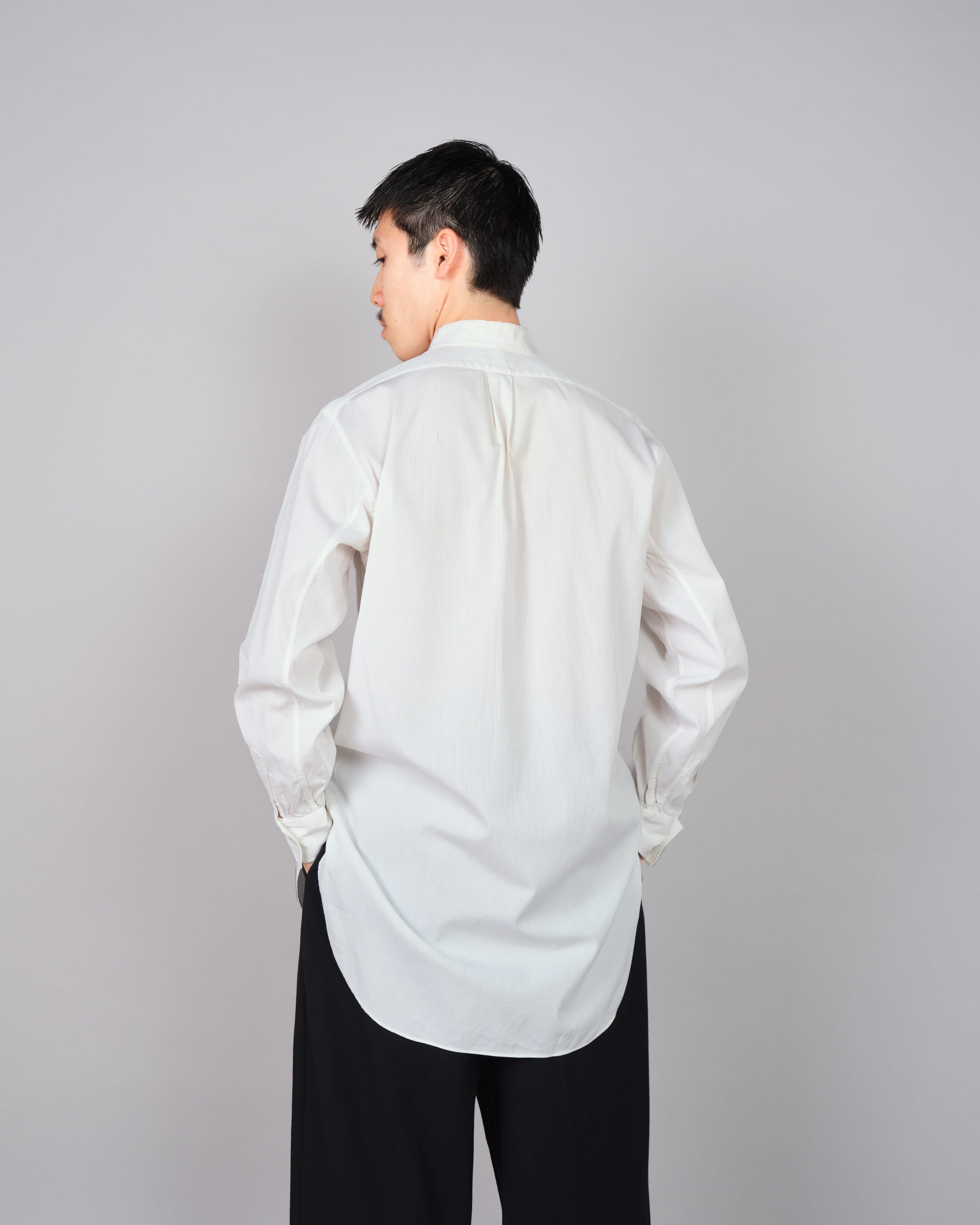 【~40's】French Vintage White Cotton Stand Collar Shirt "Belle Jardiniere"