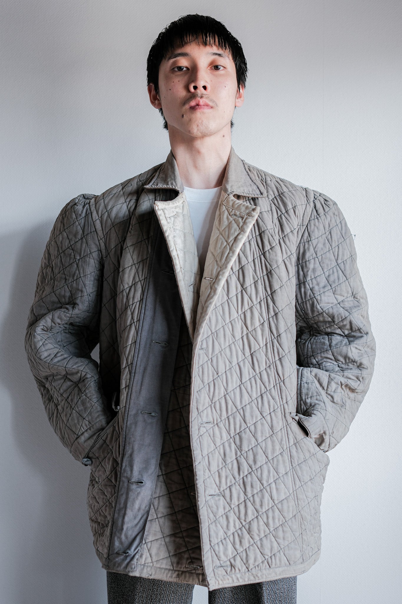 【~40's】WWⅡ German Army Gray-White Reversible Quilted Winter Parka "Modified" "Wehrmacht"